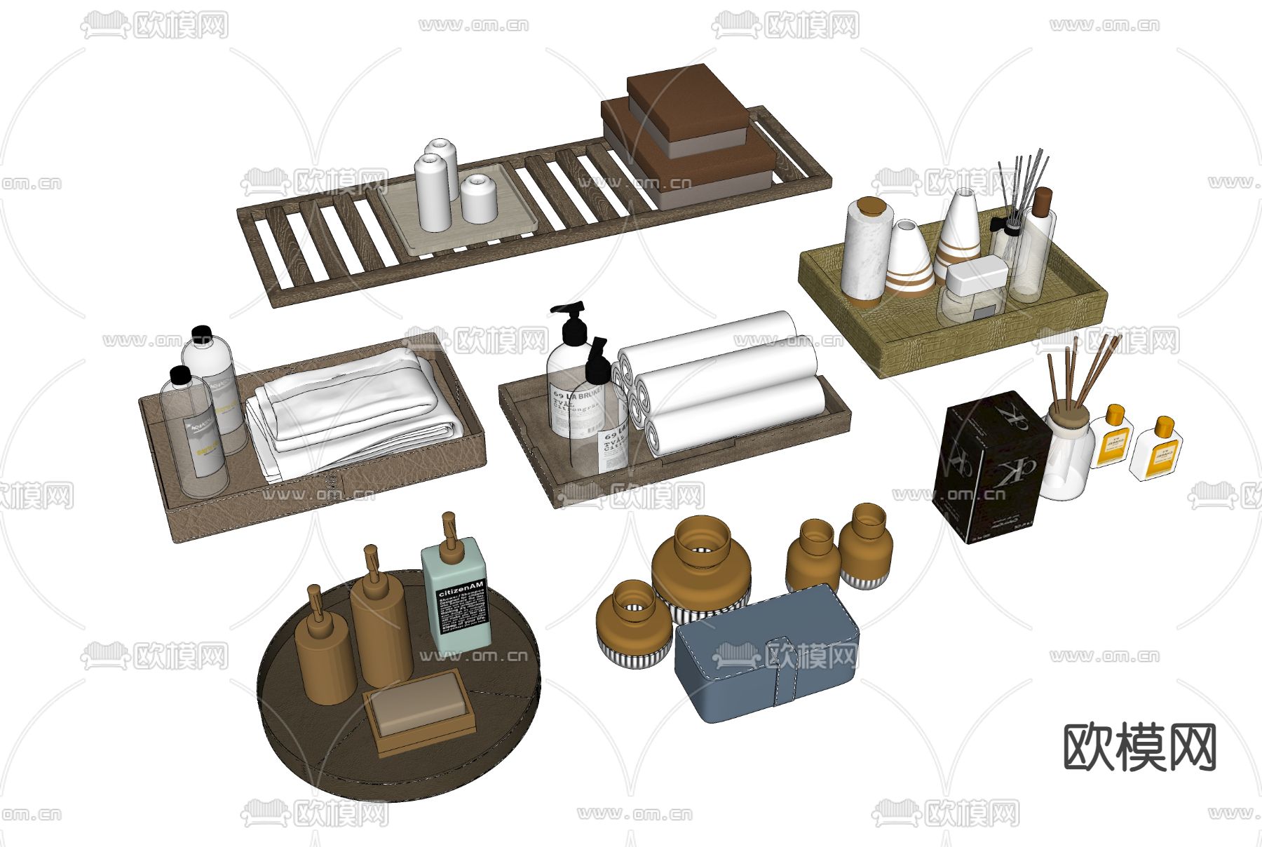 卫生间托盘摆件 洗浴用品su模型下载（渲染图1）