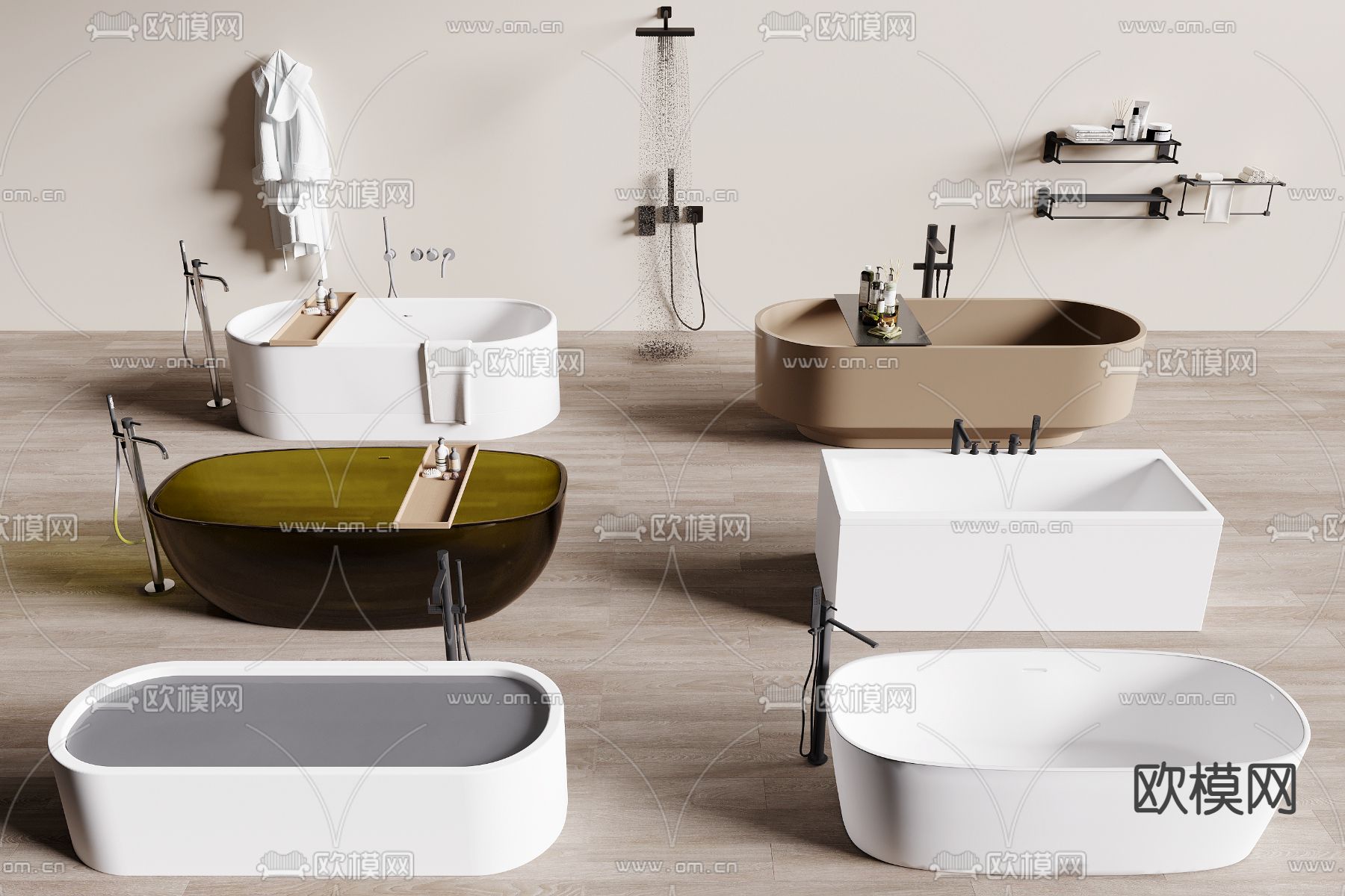 浴缸 浴盆 毛巾架 浴袍su模型下载（渲染图2）
