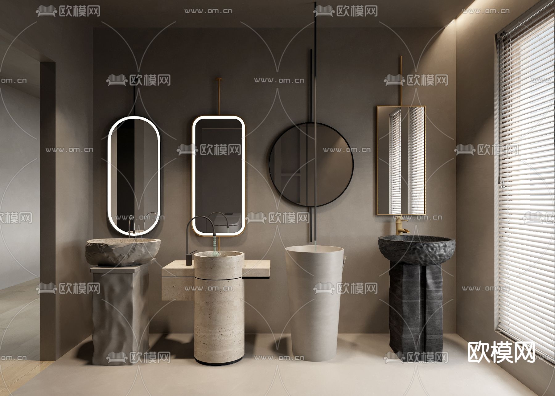 侘寂立柱盆 台盆 洗手盆3d模型下载