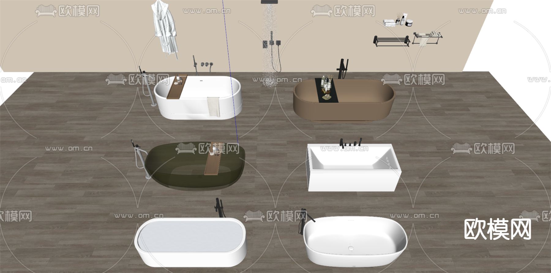 浴缸 浴盆 毛巾架 浴袍su模型下载（渲染图1）