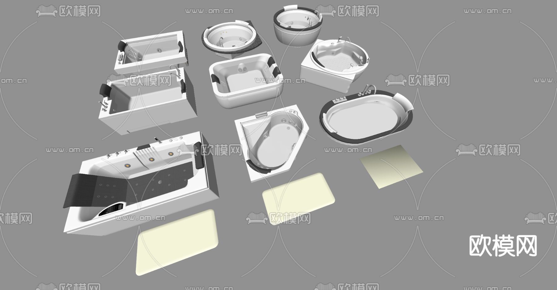 现代按摩浴缸su模型下载（渲染图1）