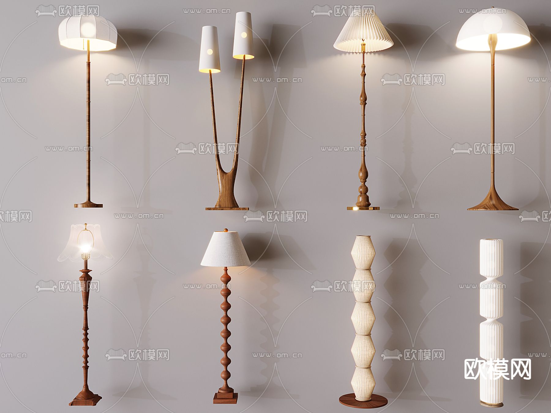 中古风落地灯 实木落地灯3d模型下载