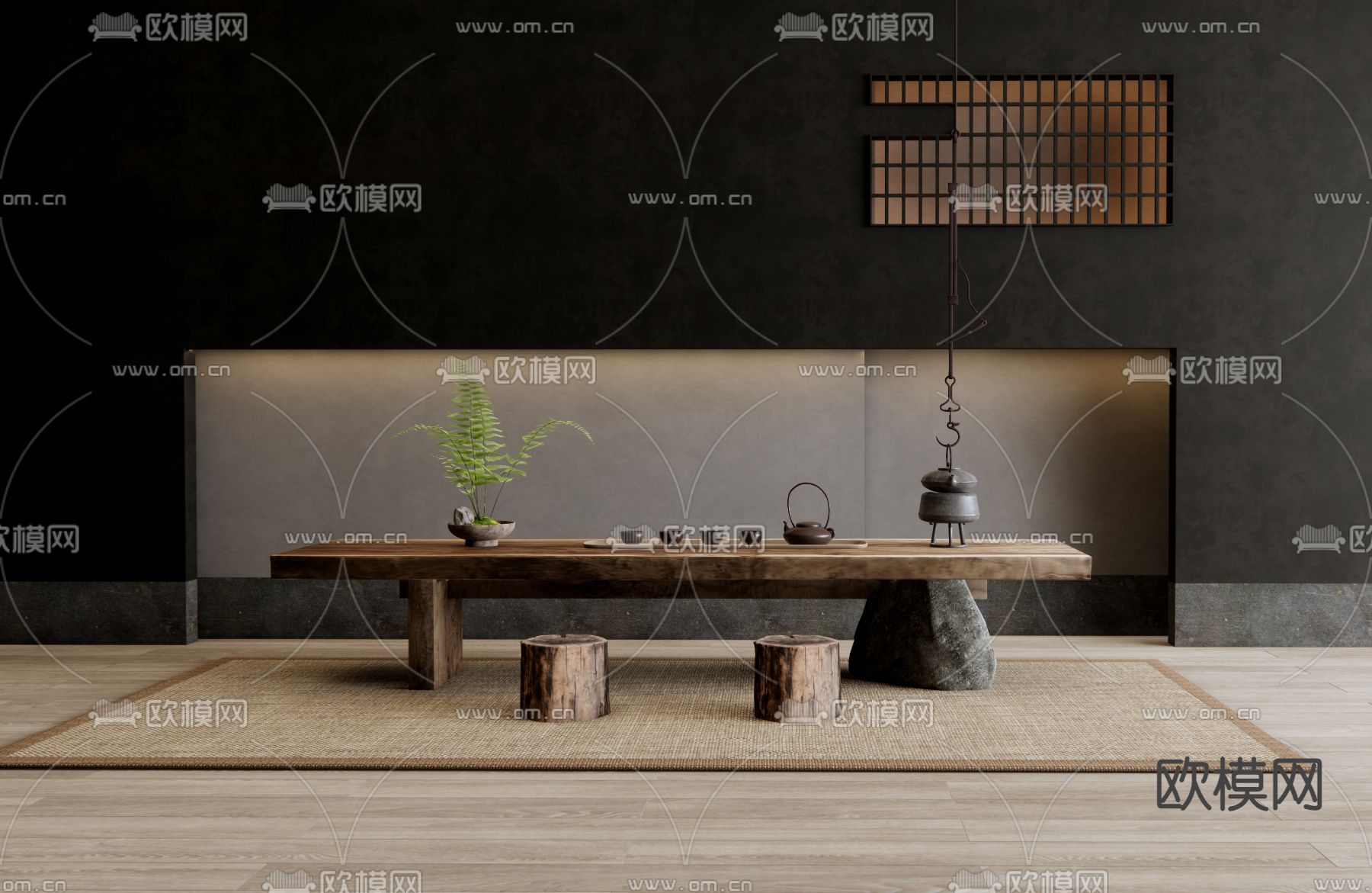 侘寂茶桌 茶台3d模型下载