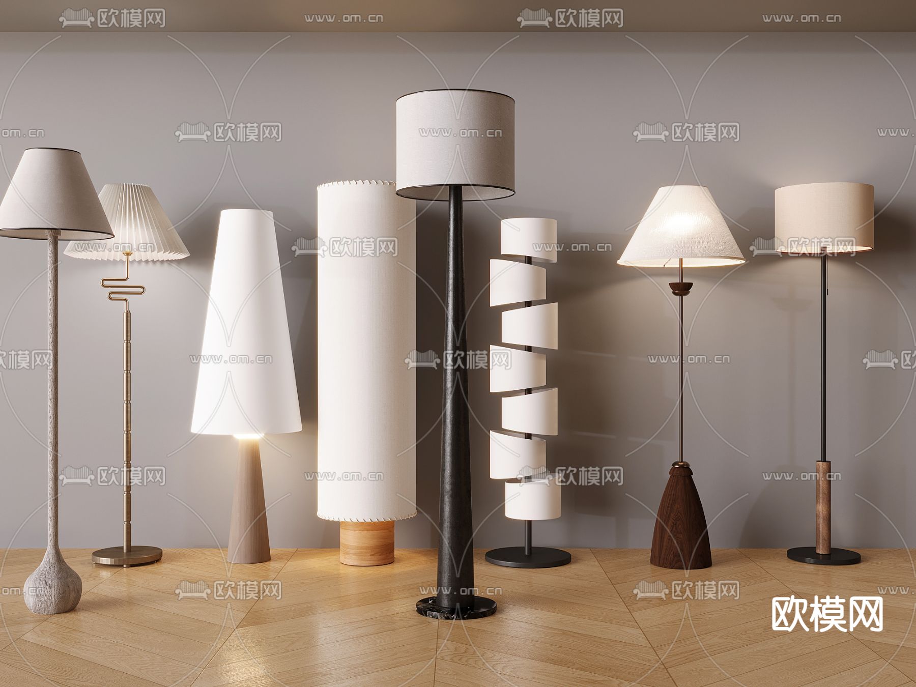 侘寂风落地灯su模型下载（渲染图2）