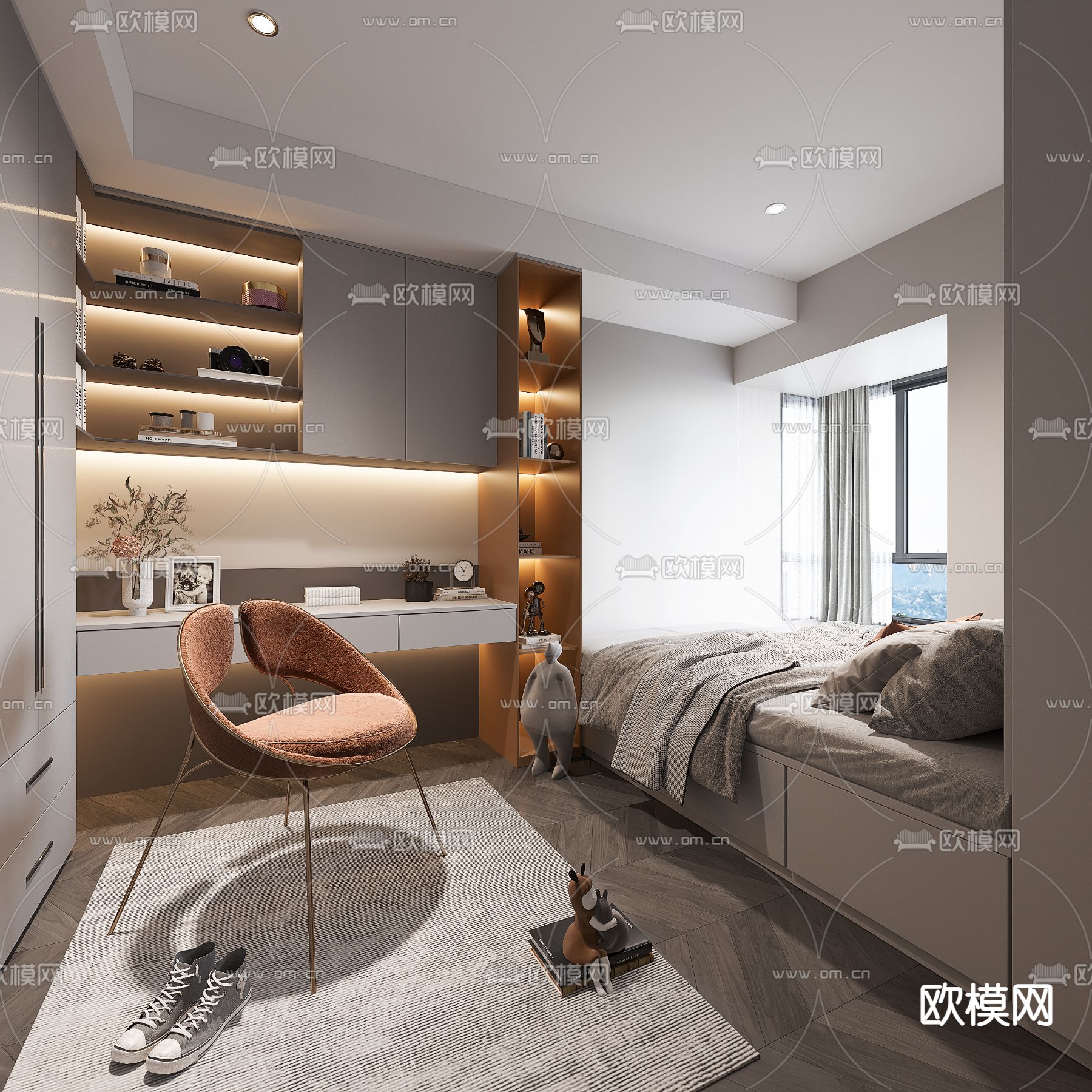 榻榻米卧室 次卧3d模型下载