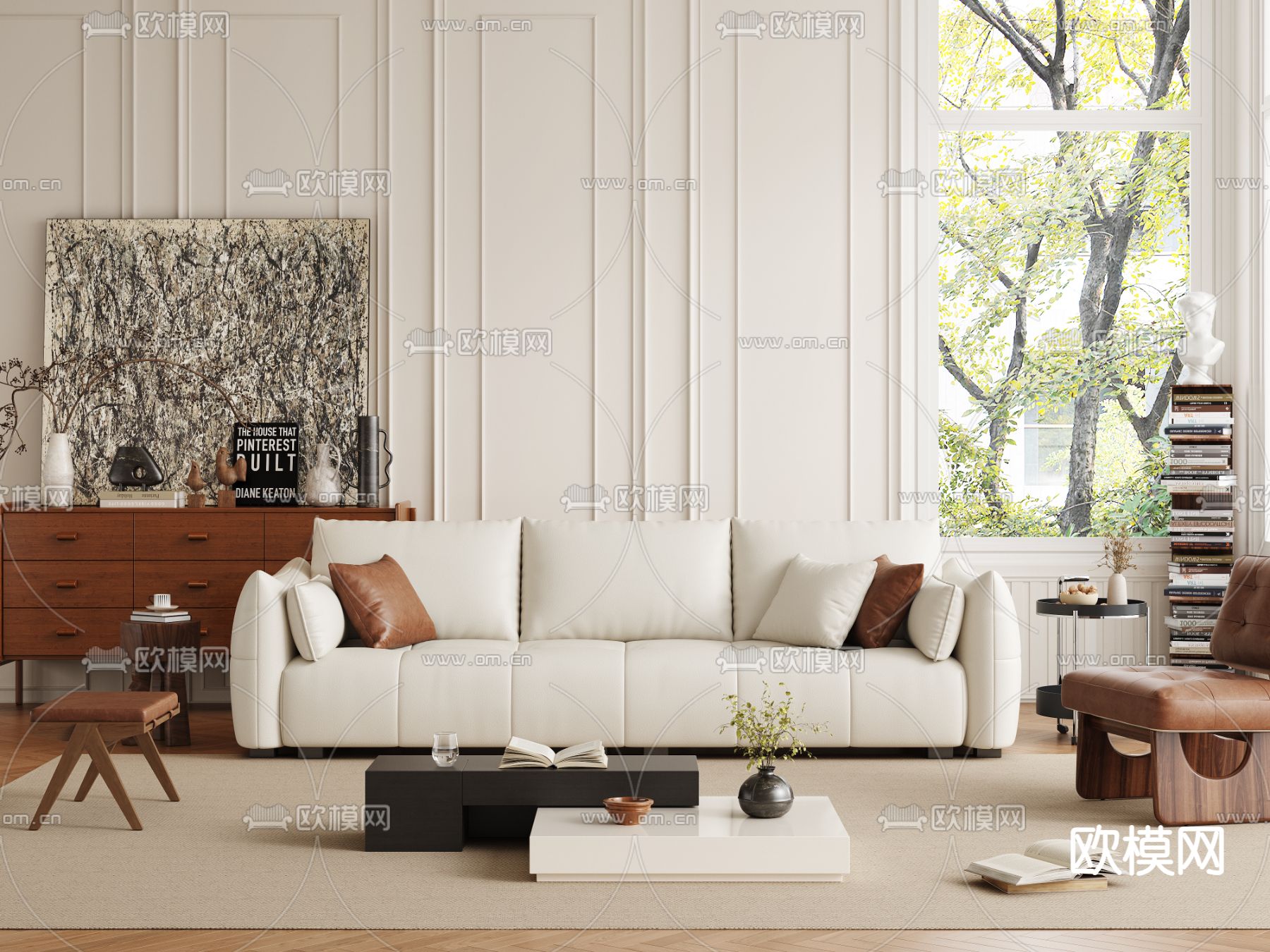 中古风组合沙发3d模型下载