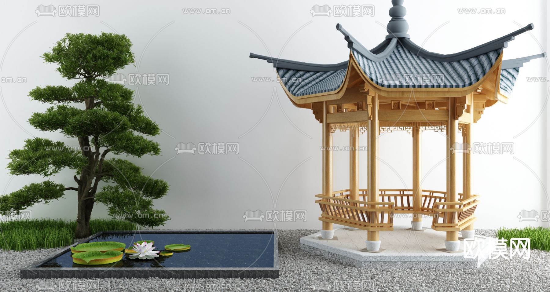 新中式景观亭 休憩亭 凉亭3d模型下载