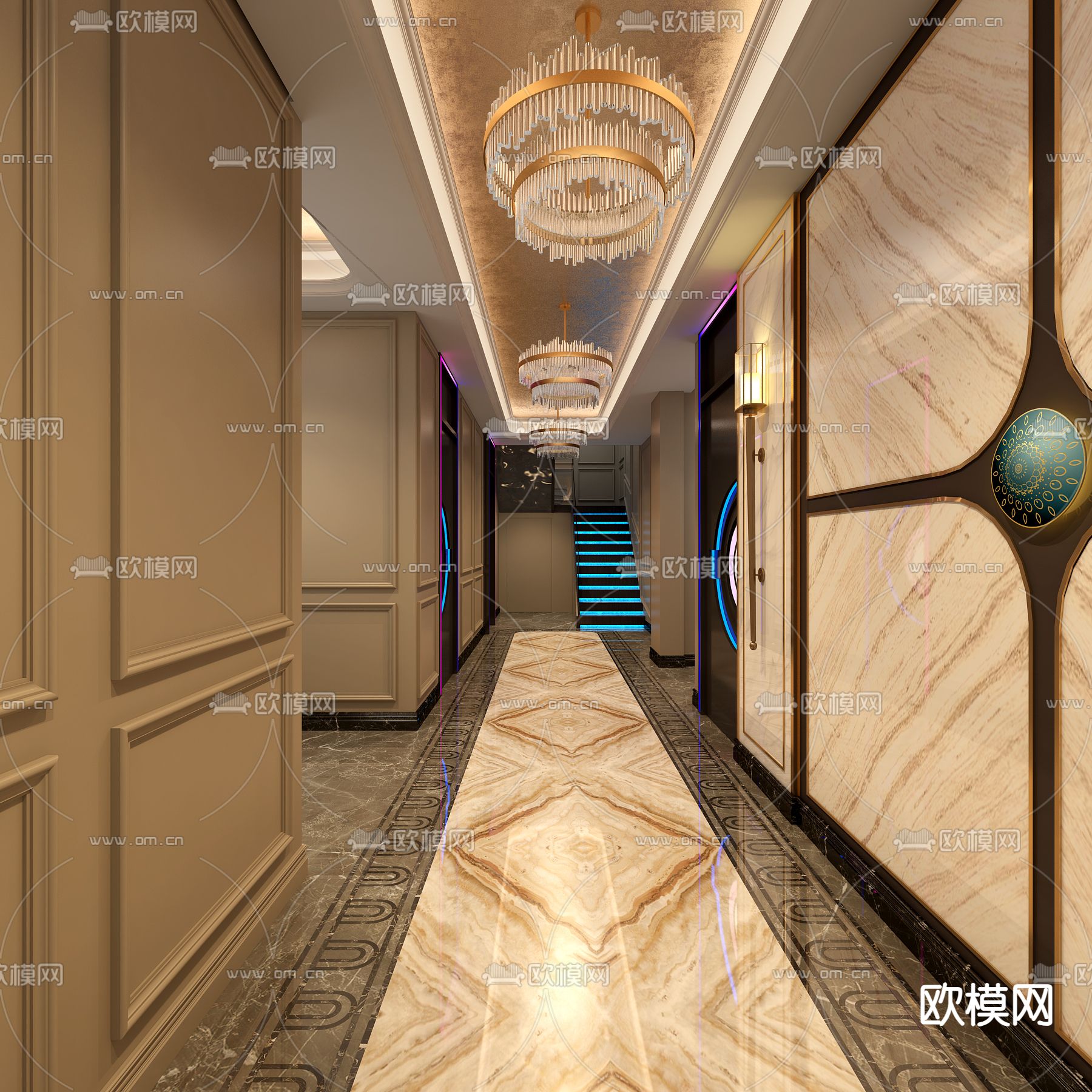 新古典KTV大厅 前台大堂3d模型下载（渲染图2）