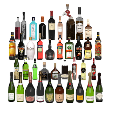  现代红酒 洋酒su模型 