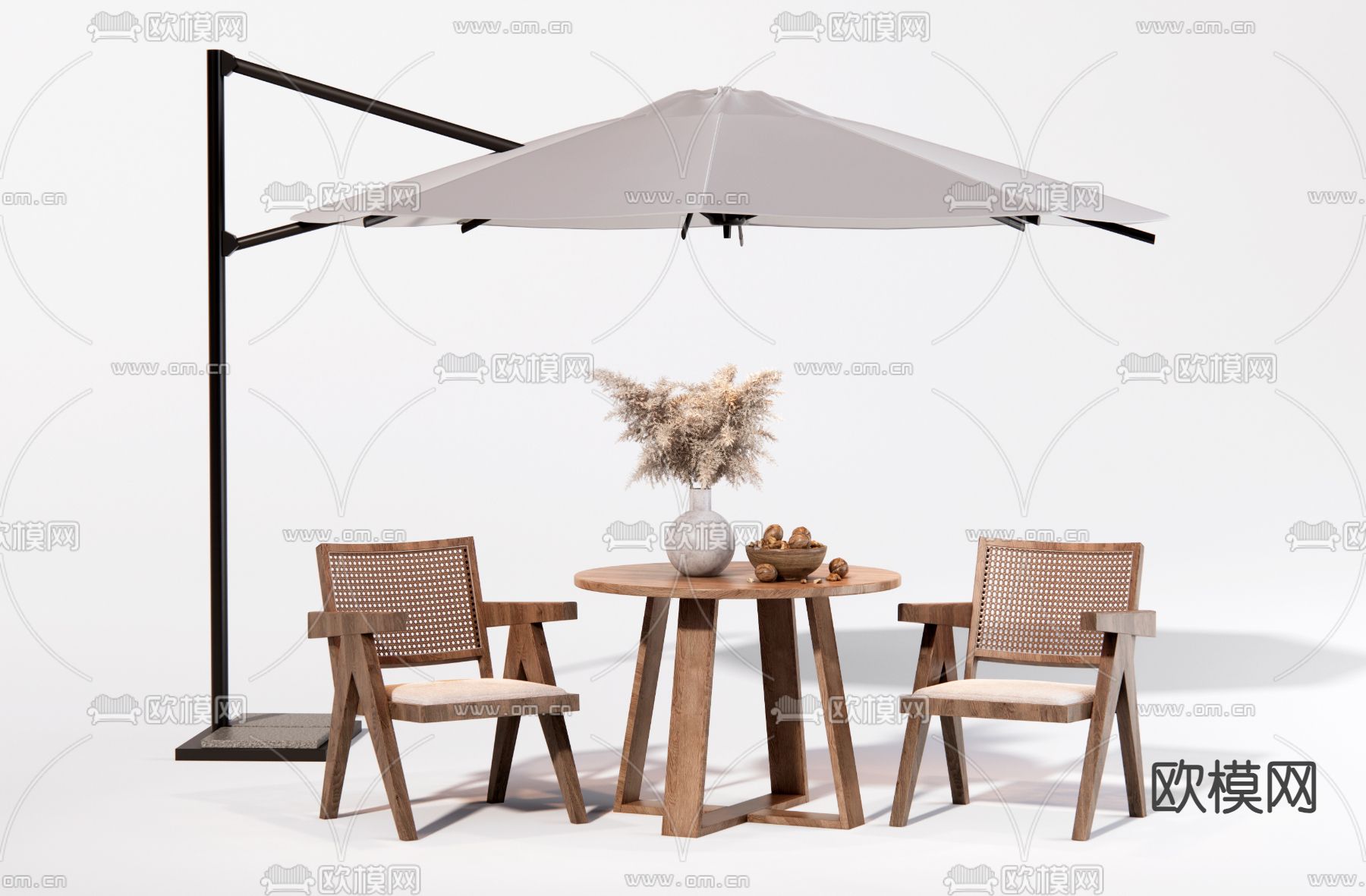侘寂户外桌椅 休闲桌椅3d模型下载