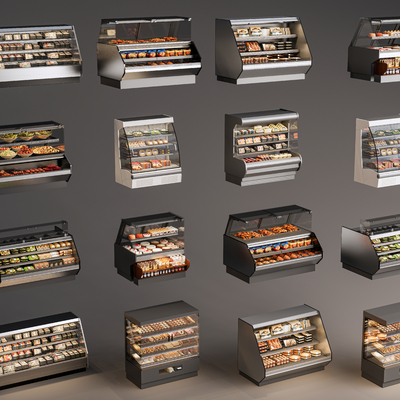 超市冰柜 冷藏柜 食物冷藏柜su模型 