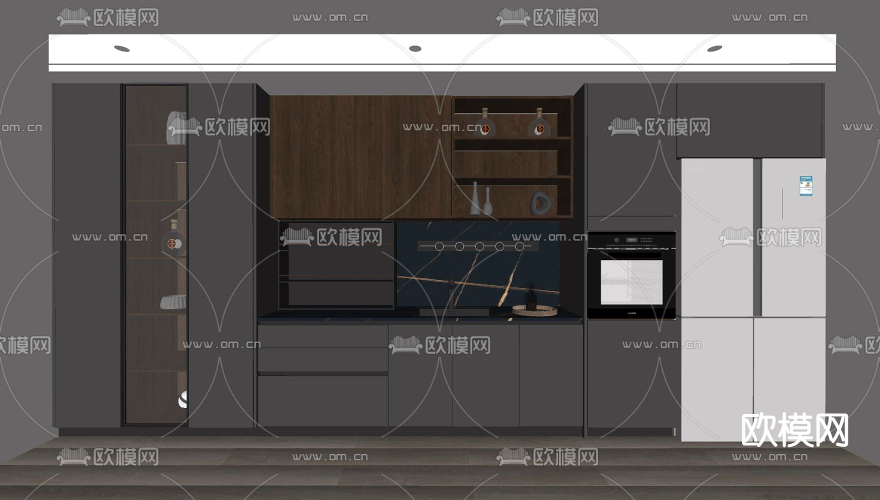 暗黑风橱柜su模型下载（渲染图1）