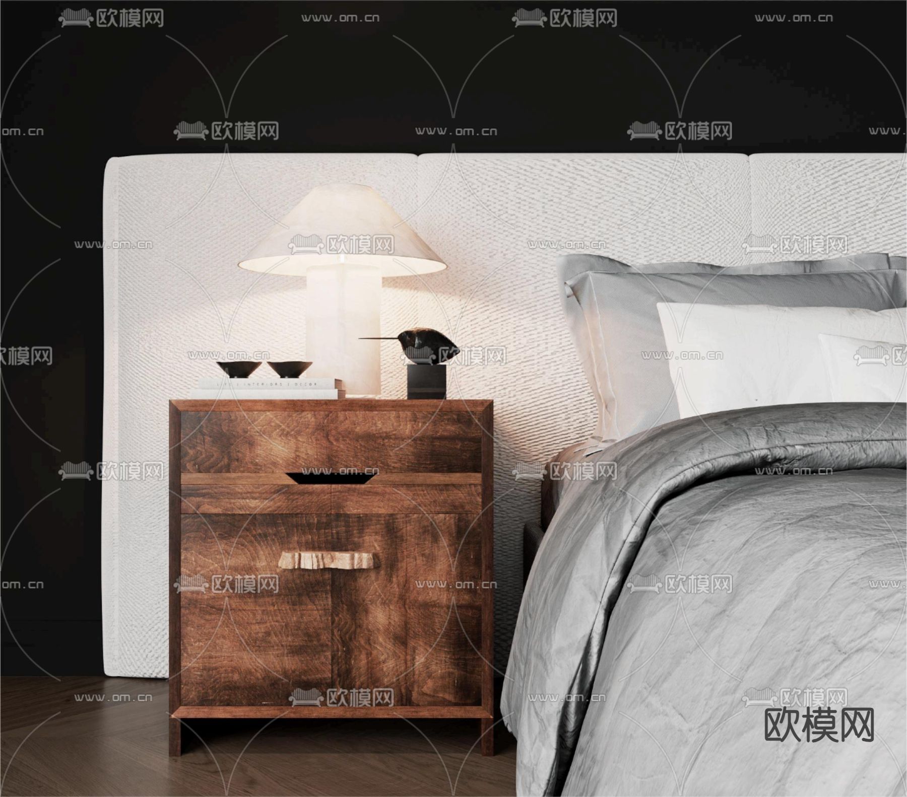 侘寂床头柜su模型下载（渲染图2）