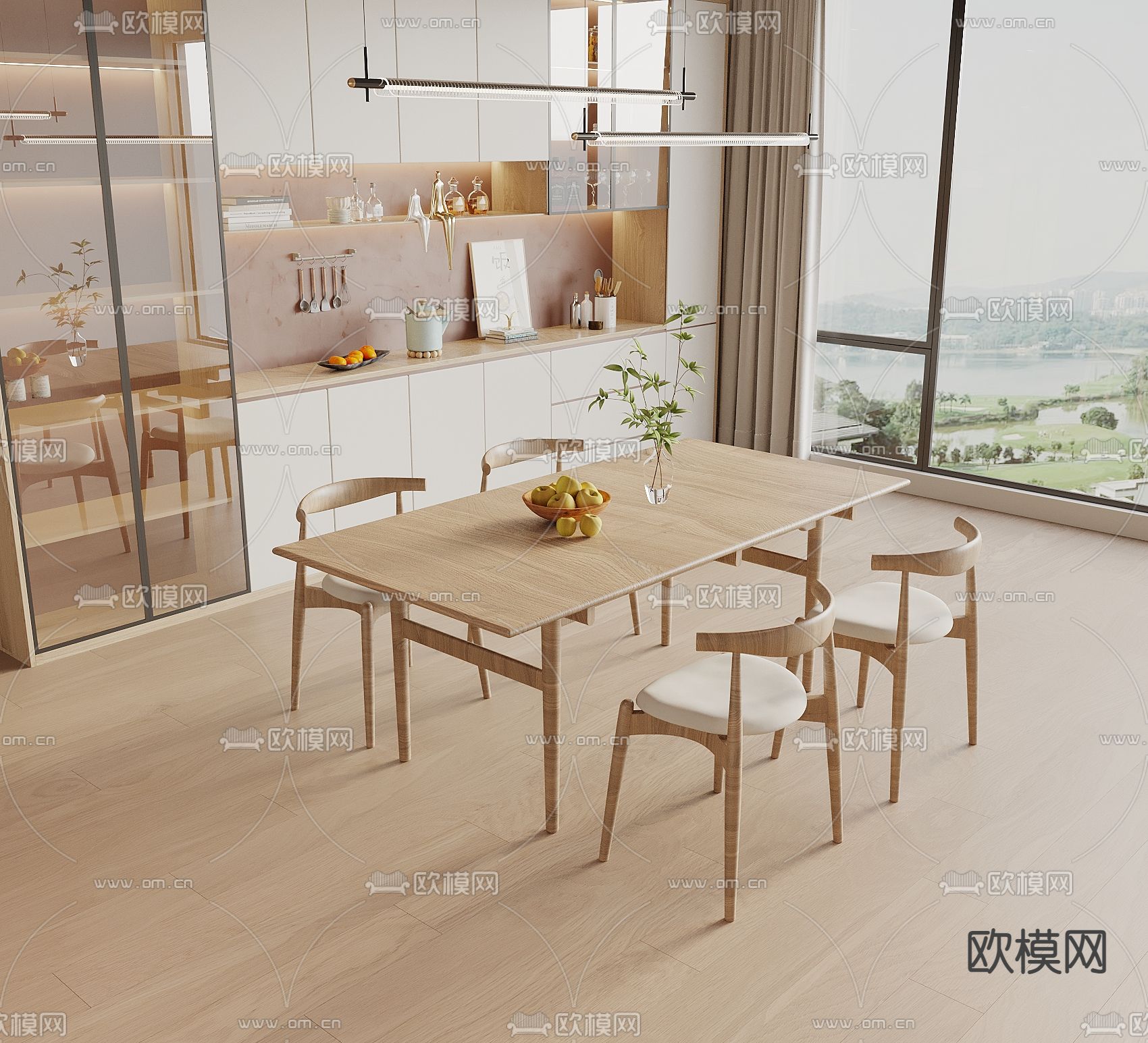 北欧餐桌椅3d模型下载