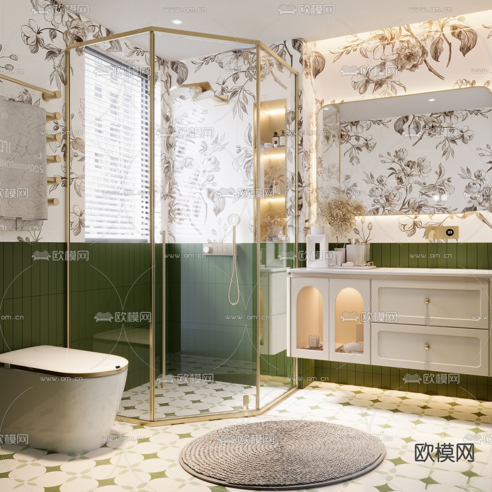 法式卫生间 浴室su模型下载（渲染图2）