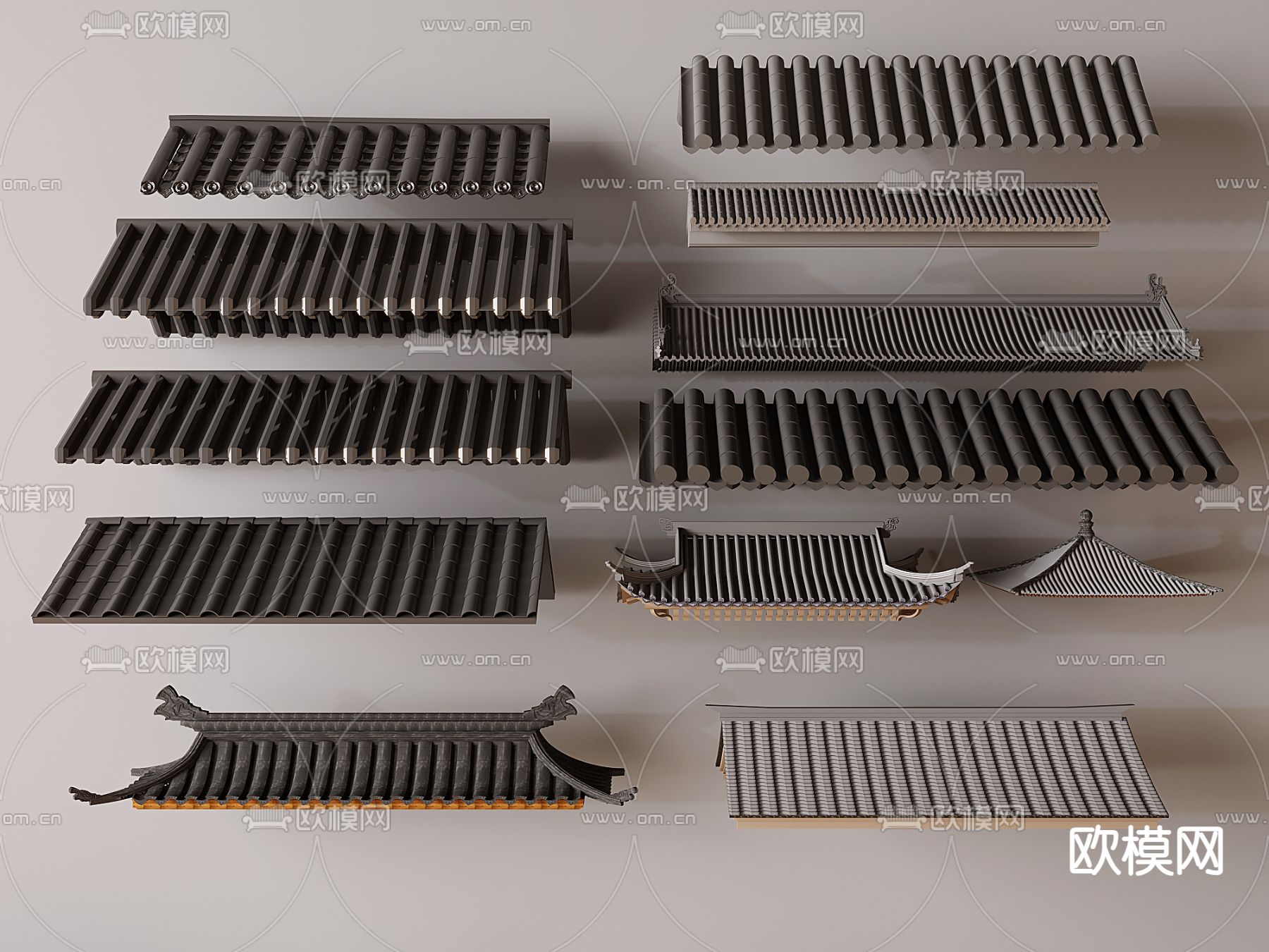 中式屋檐 屋顶 屋脊 飞檐 檐线3d模型下载