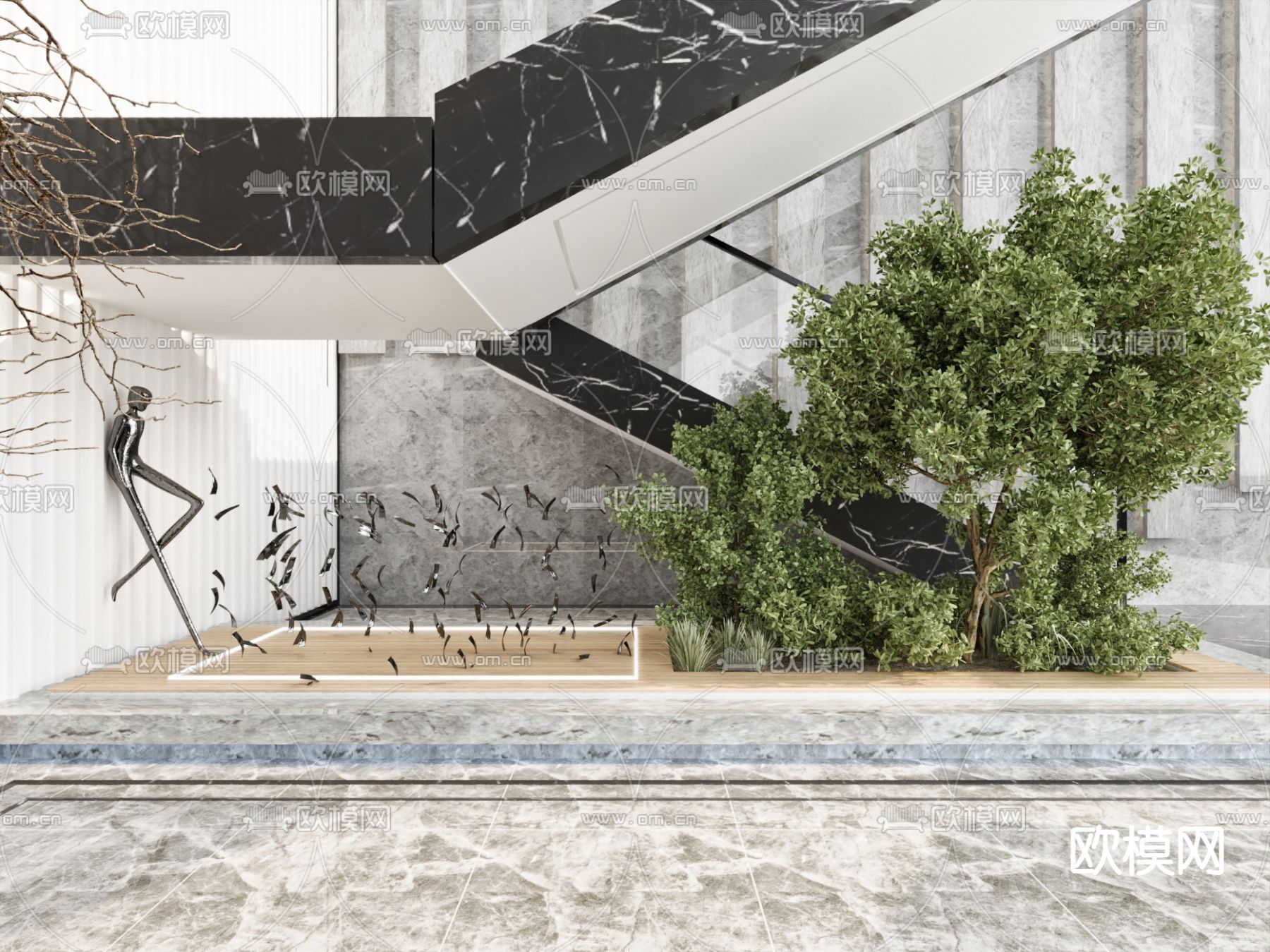 楼梯间造景 人形雕塑3d模型下载