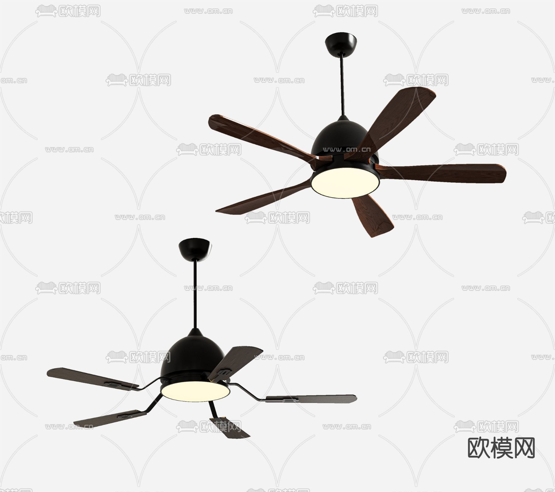 侘寂风扇吊灯su模型下载（渲染图2）