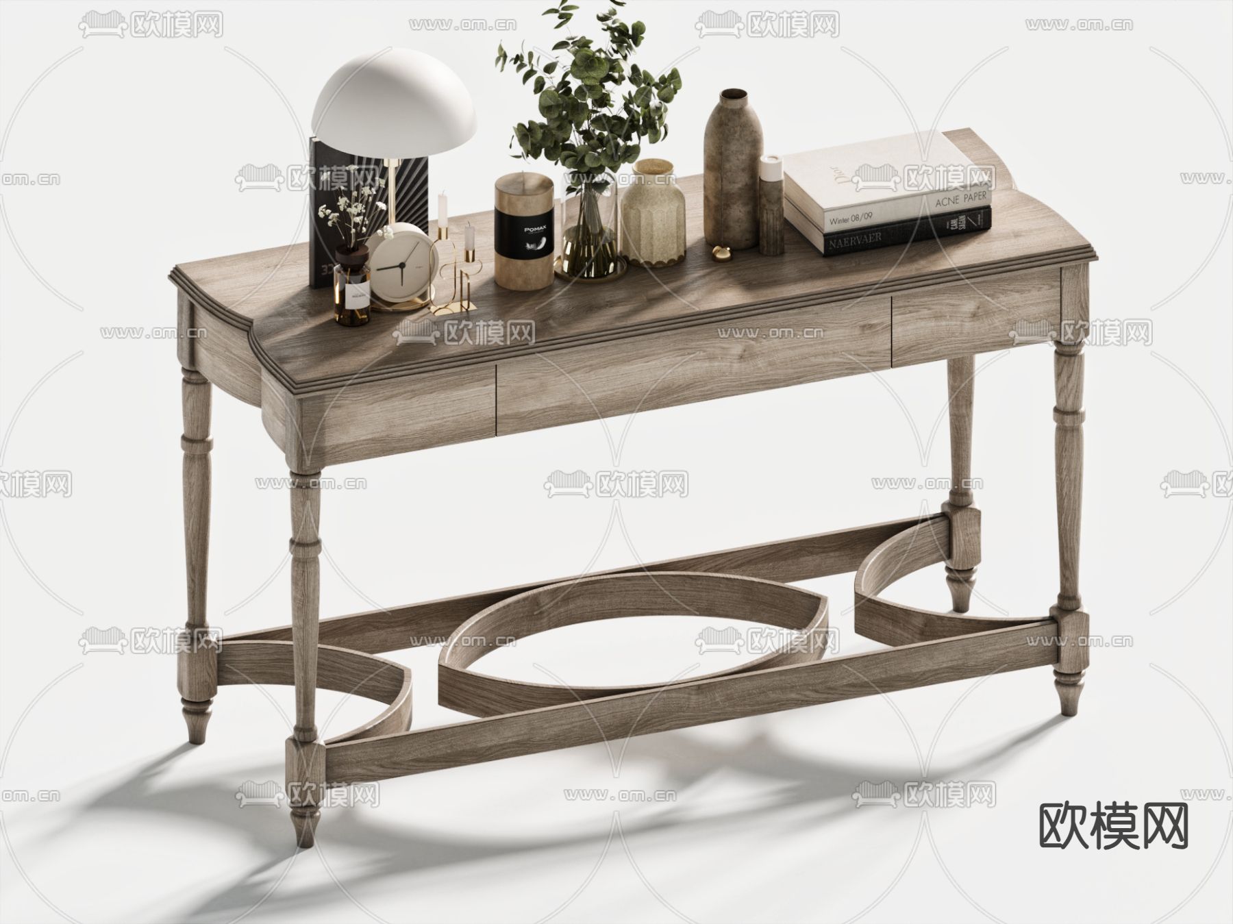 中古风端景台 条案3d模型下载