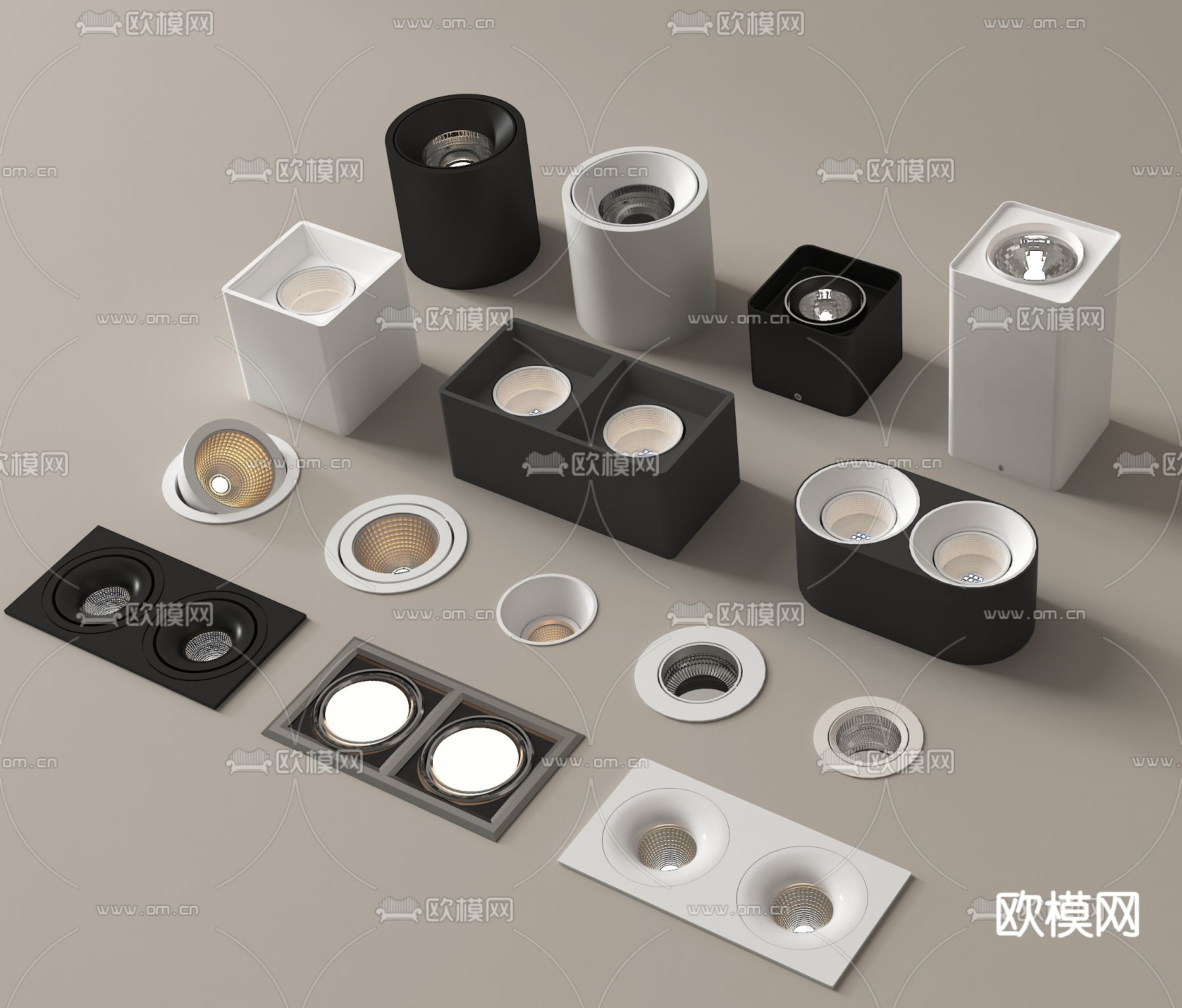 筒灯 射灯 牛眼灯 长筒灯3d模型下载
