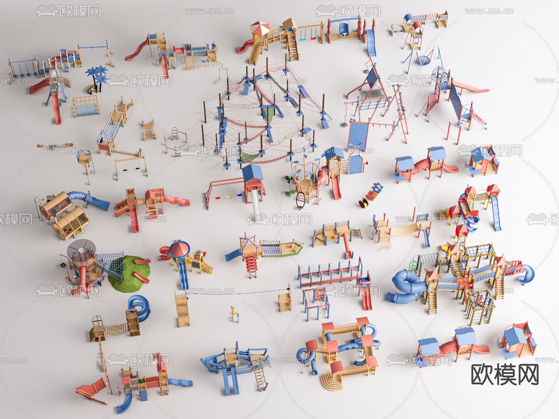 儿童滑梯 滑滑梯 游乐设施su模型下载（渲染图2）