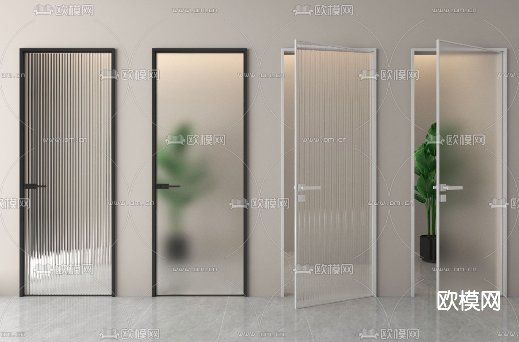 长虹玻璃门 厨卫门 玻璃门 平开门 单开门3d模型下载