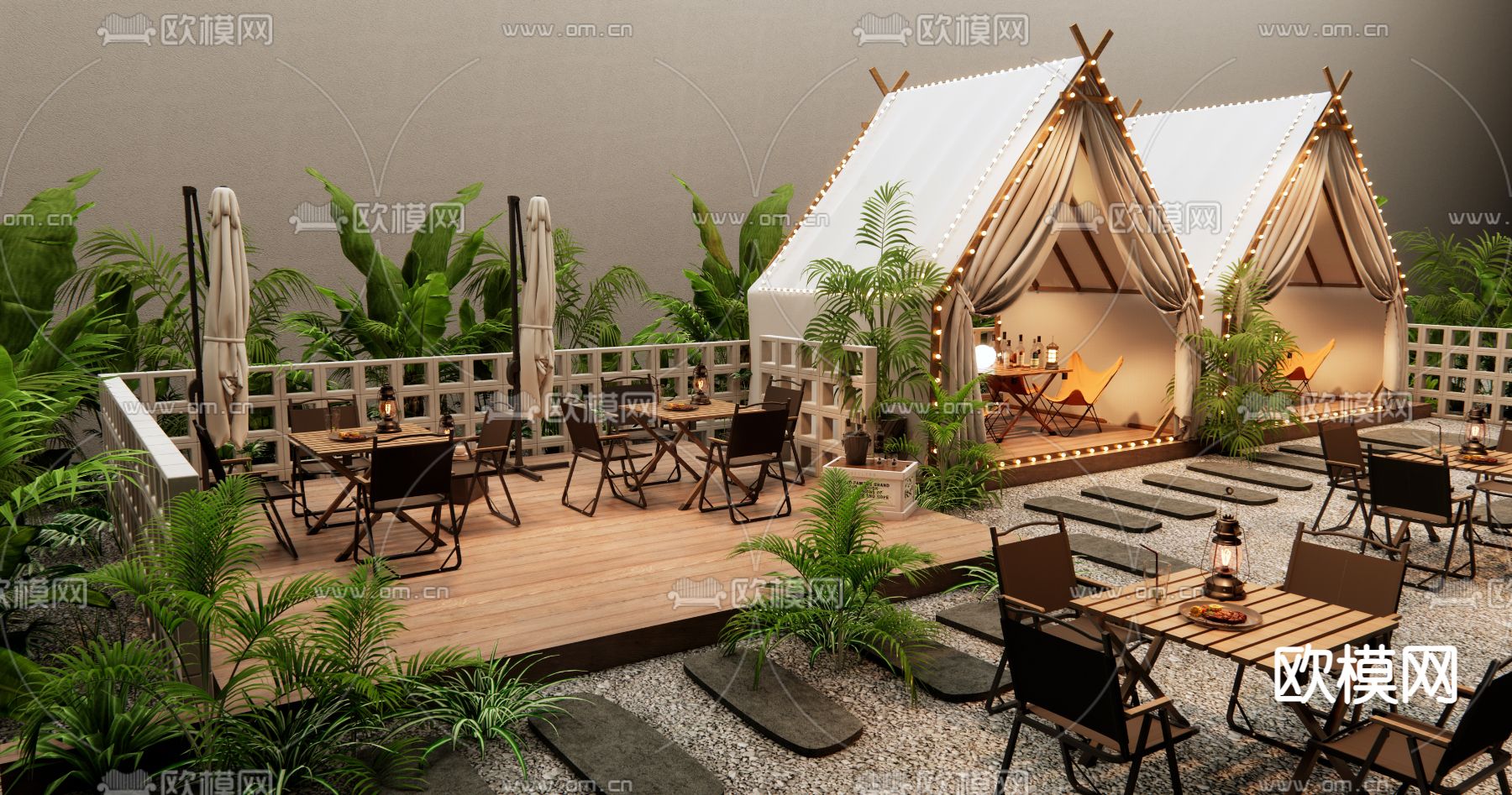 露营咖啡厅 露营帐篷3d模型下载（渲染图1）