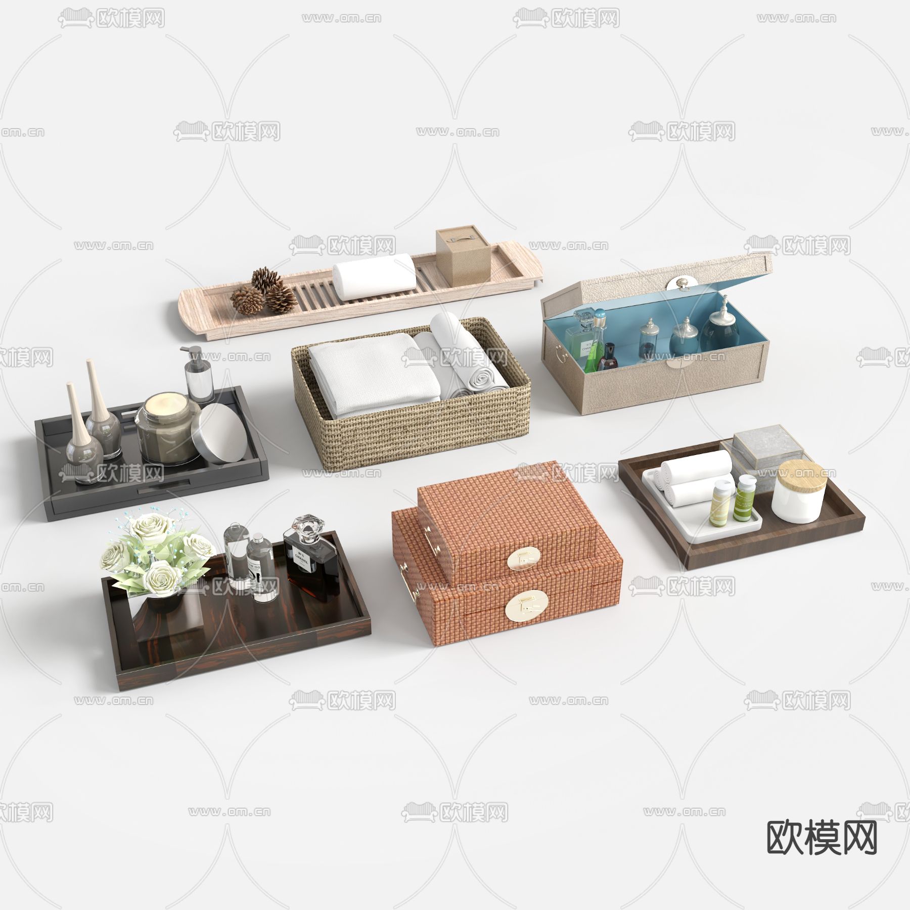 卫生间托盘摆件 洗浴用品su模型下载（渲染图2）