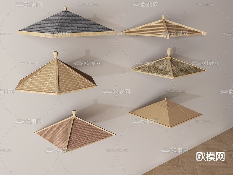 新中式亭子 景观亭 茅草亭3d模型下载