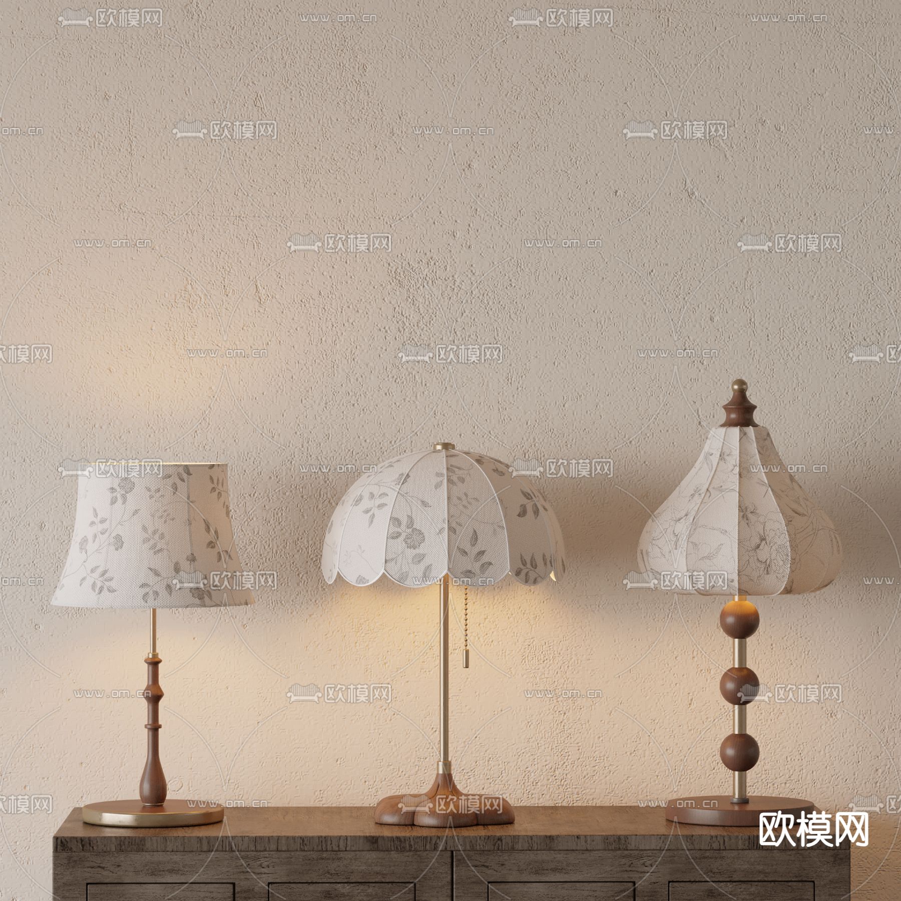 中古风台灯su模型下载（渲染图2）