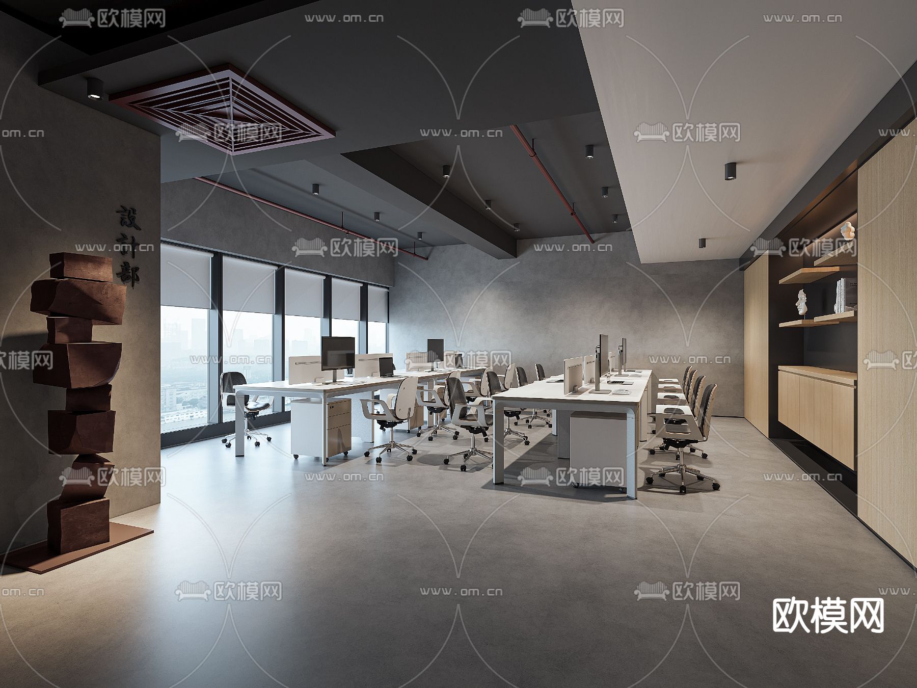 现代办公区su模型下载（渲染图2）