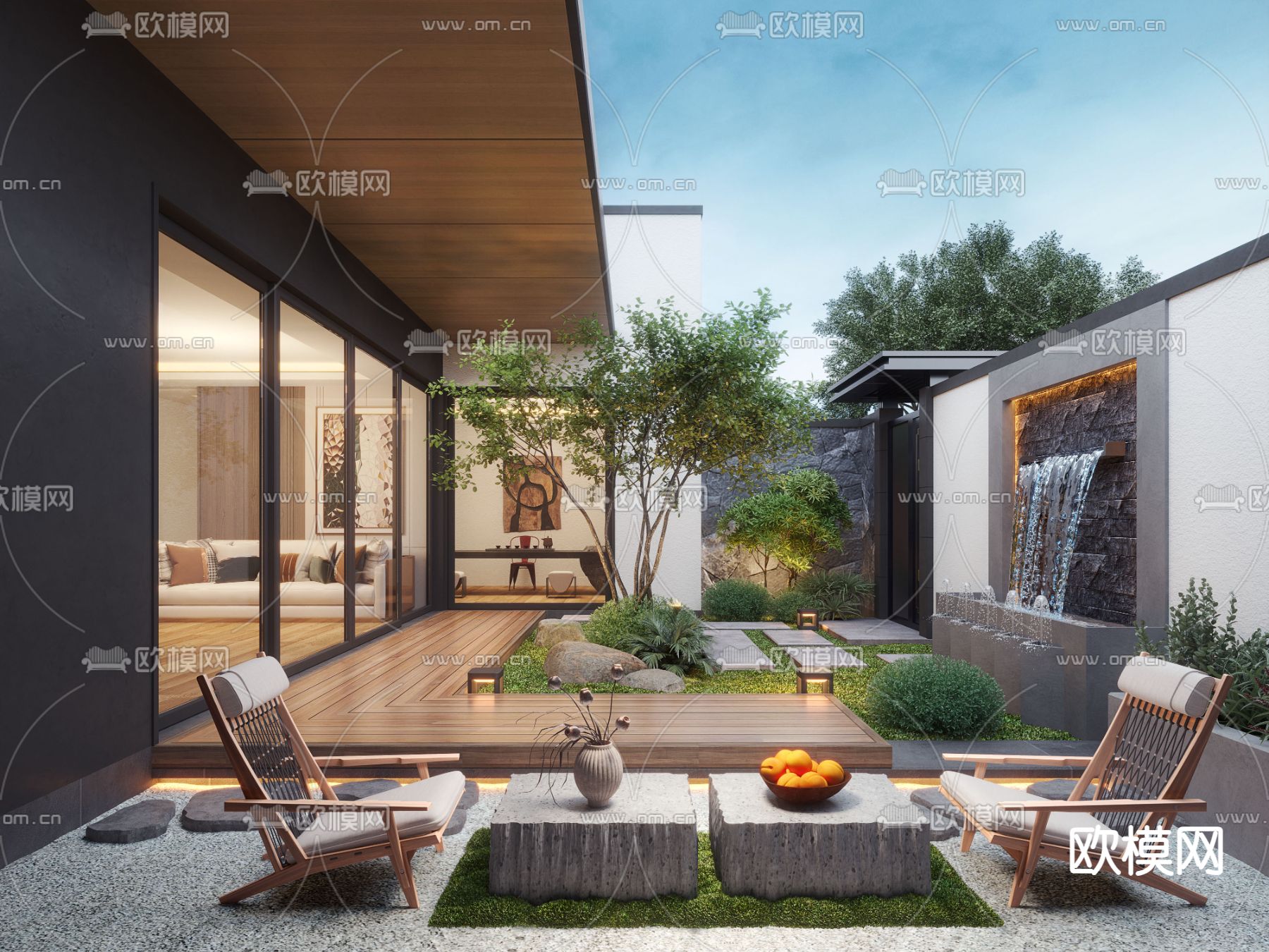 现代庭院景观 别墅花园3d模型下载