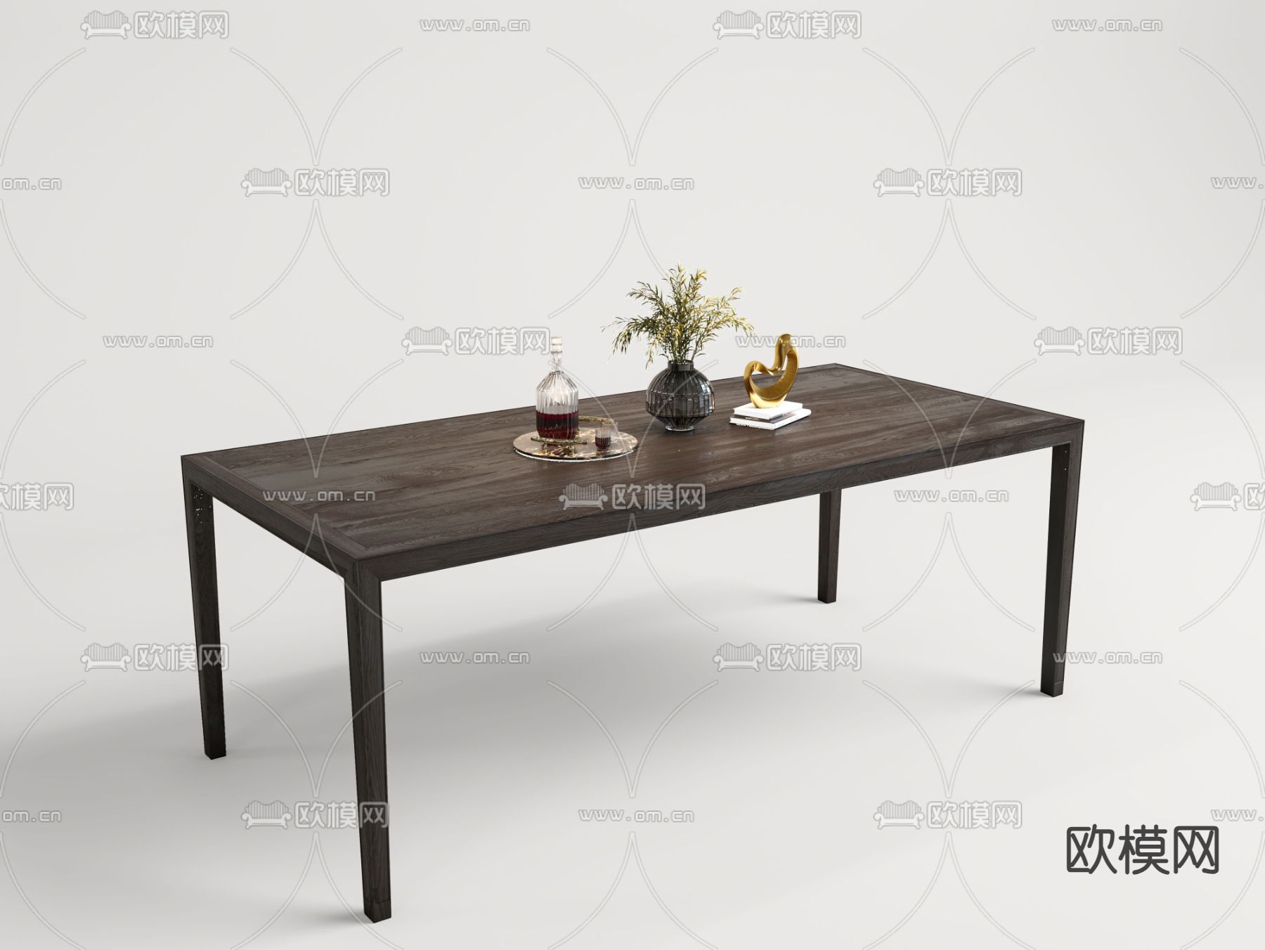 Minotti 实木餐桌3d模型下载