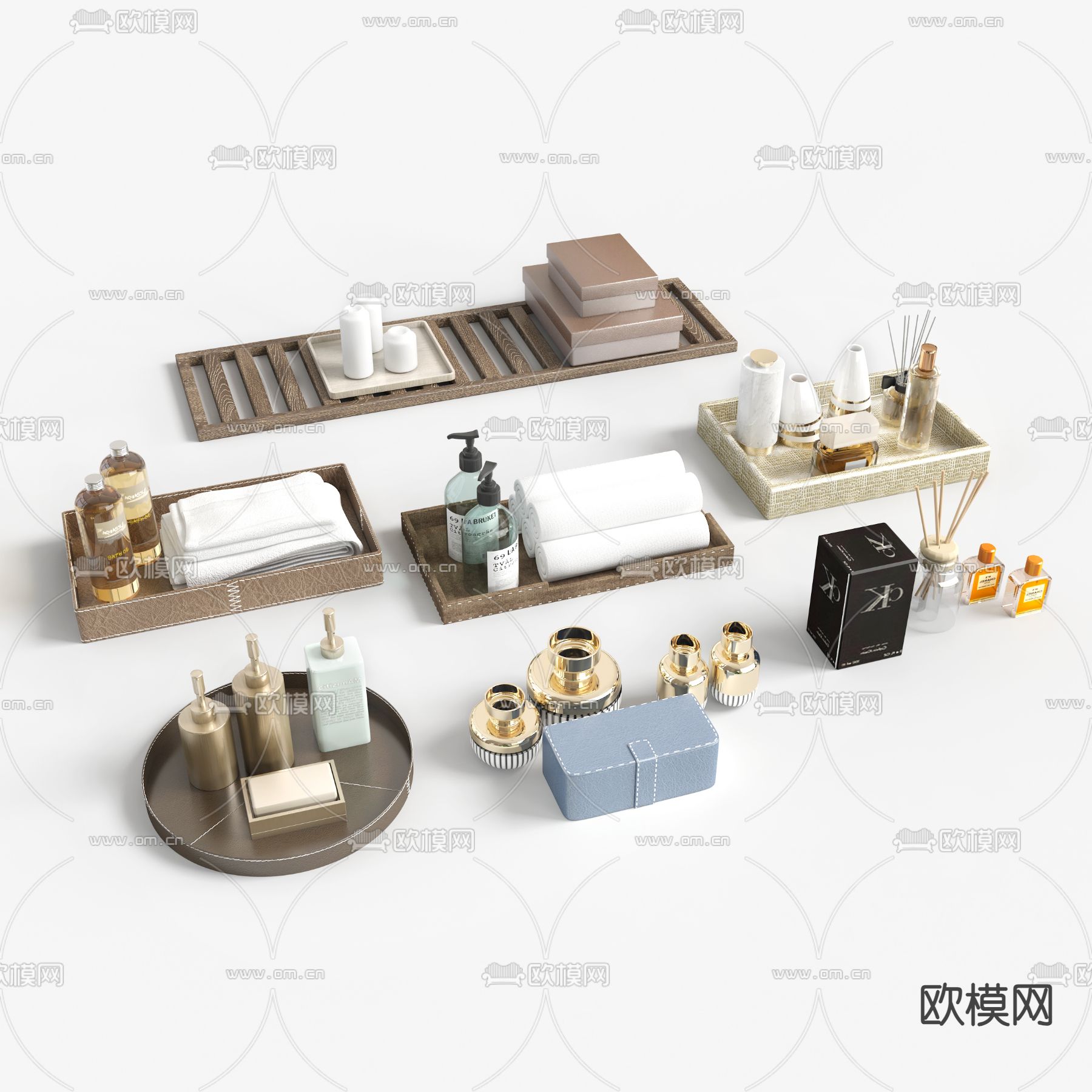 卫生间托盘摆件 洗浴用品su模型下载（渲染图2）