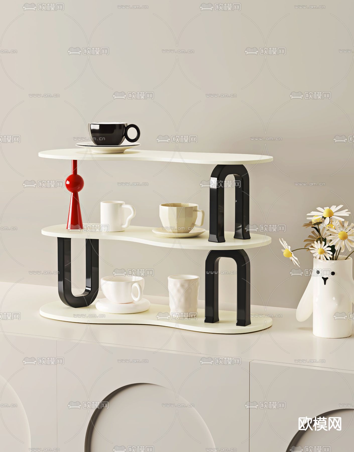 茶具置物架 茶杯 马克笔 咖啡杯3d模型下载