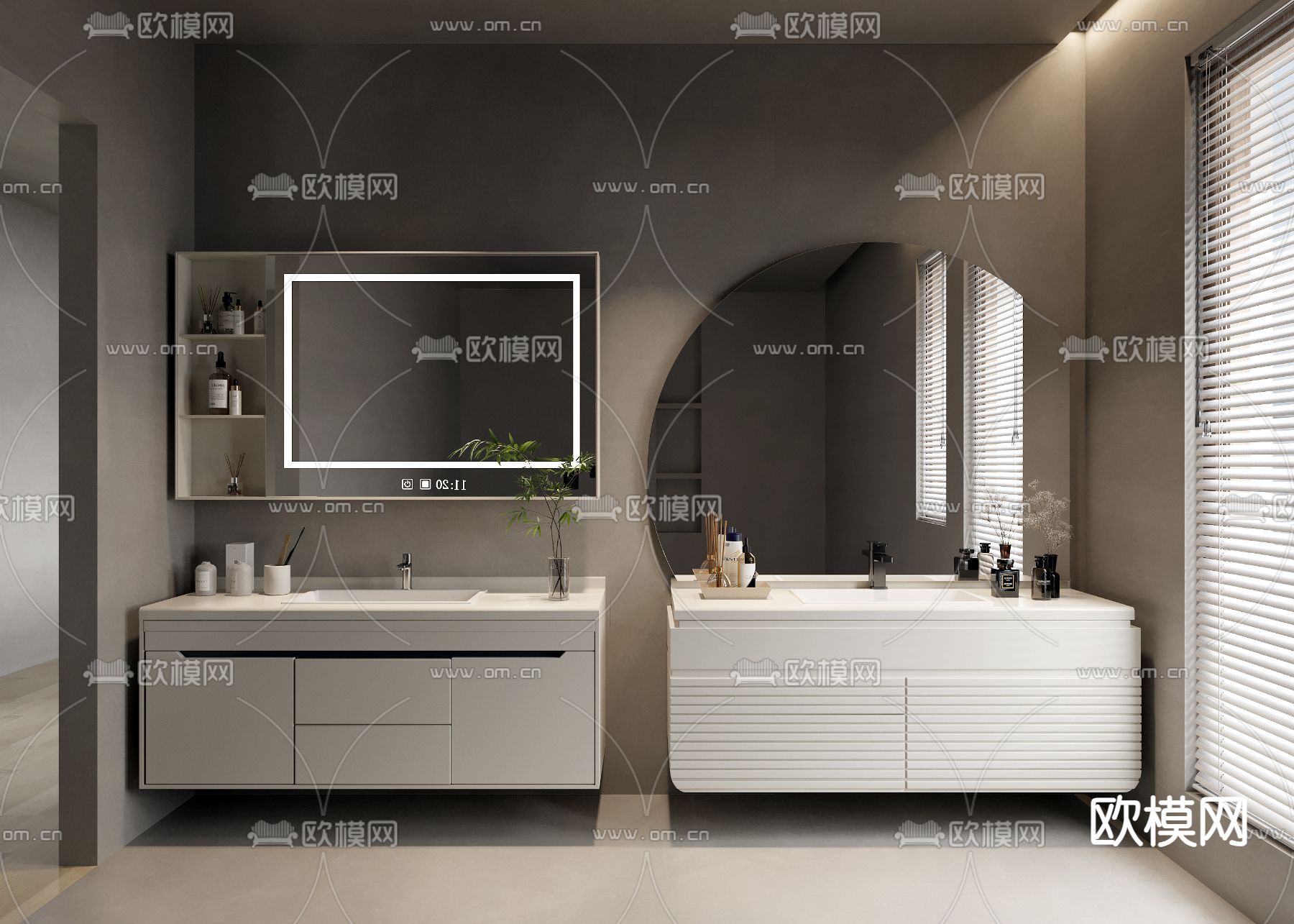 侘寂风浴室柜su模型下载（渲染图2）