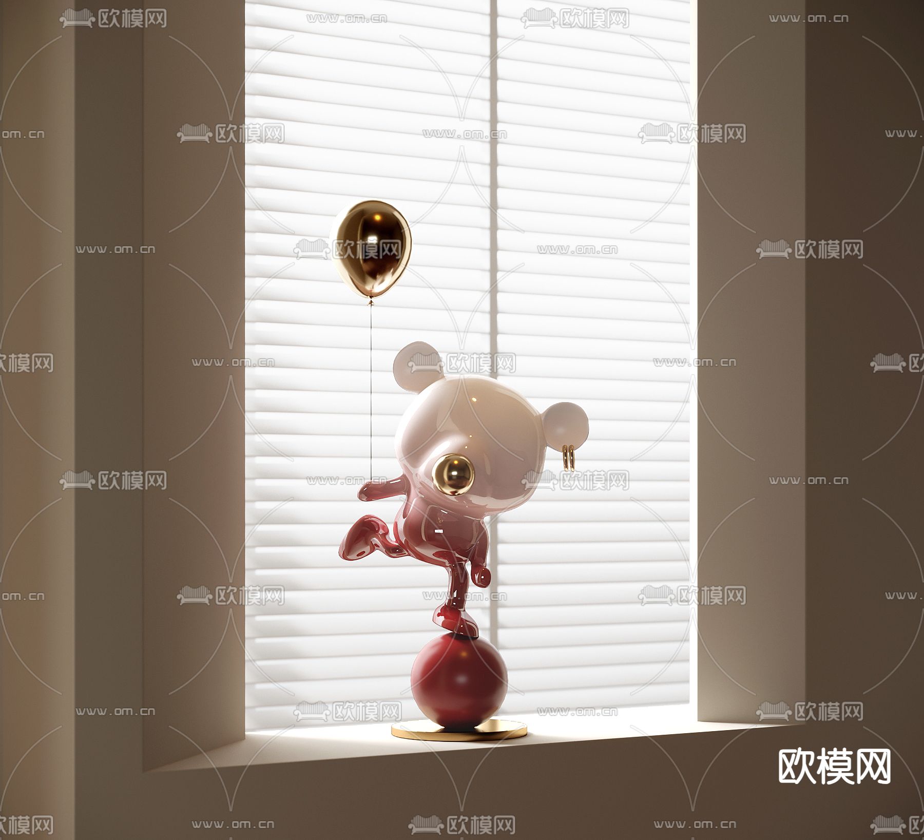 现代雕塑摆件 潮玩摆件su模型下载（渲染图2）