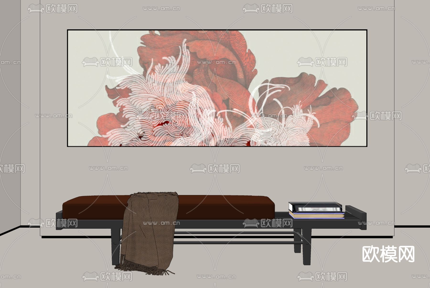 现代装饰画su模型下载（渲染图1）