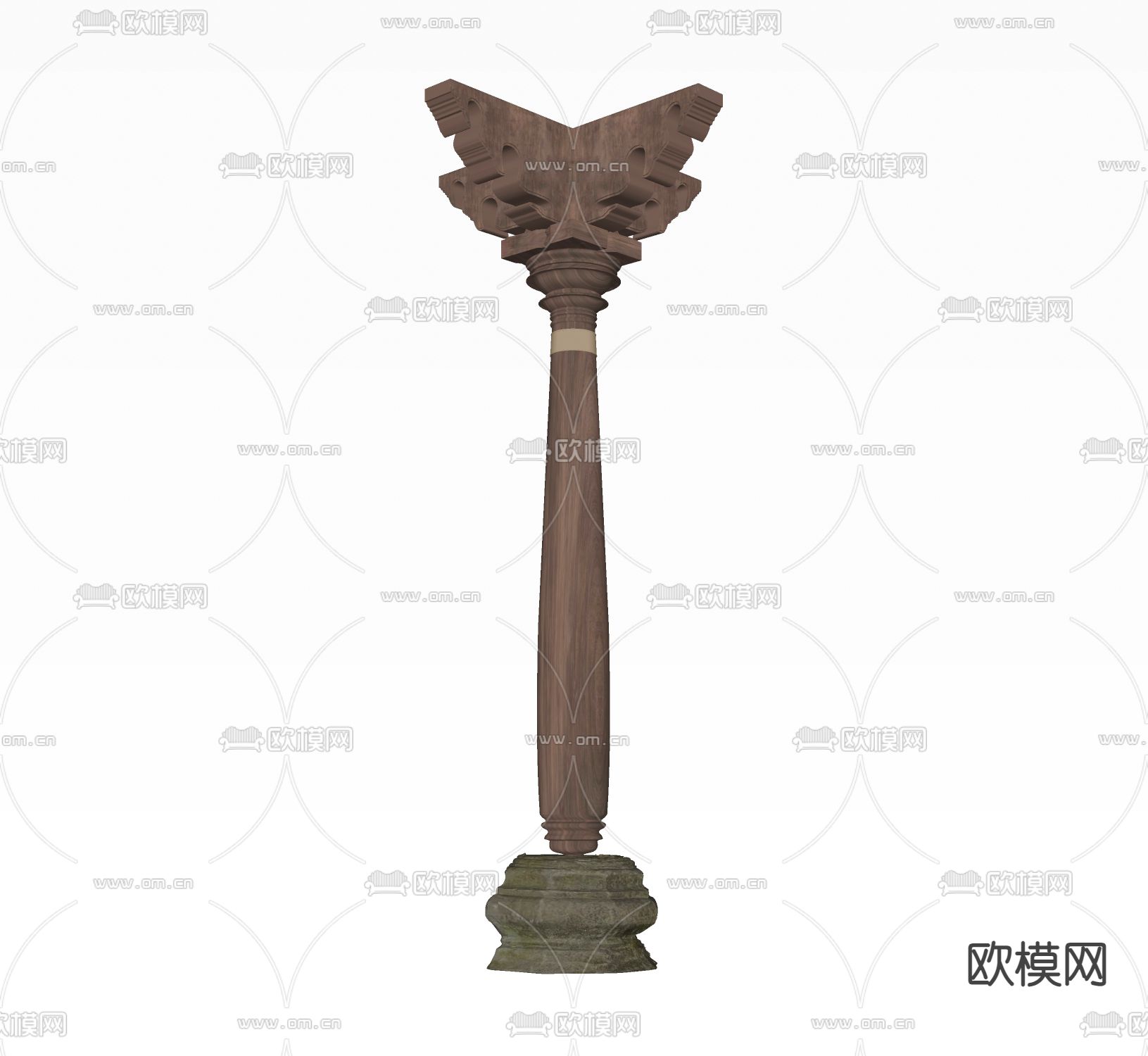东南亚装饰柱su模型下载（渲染图1）