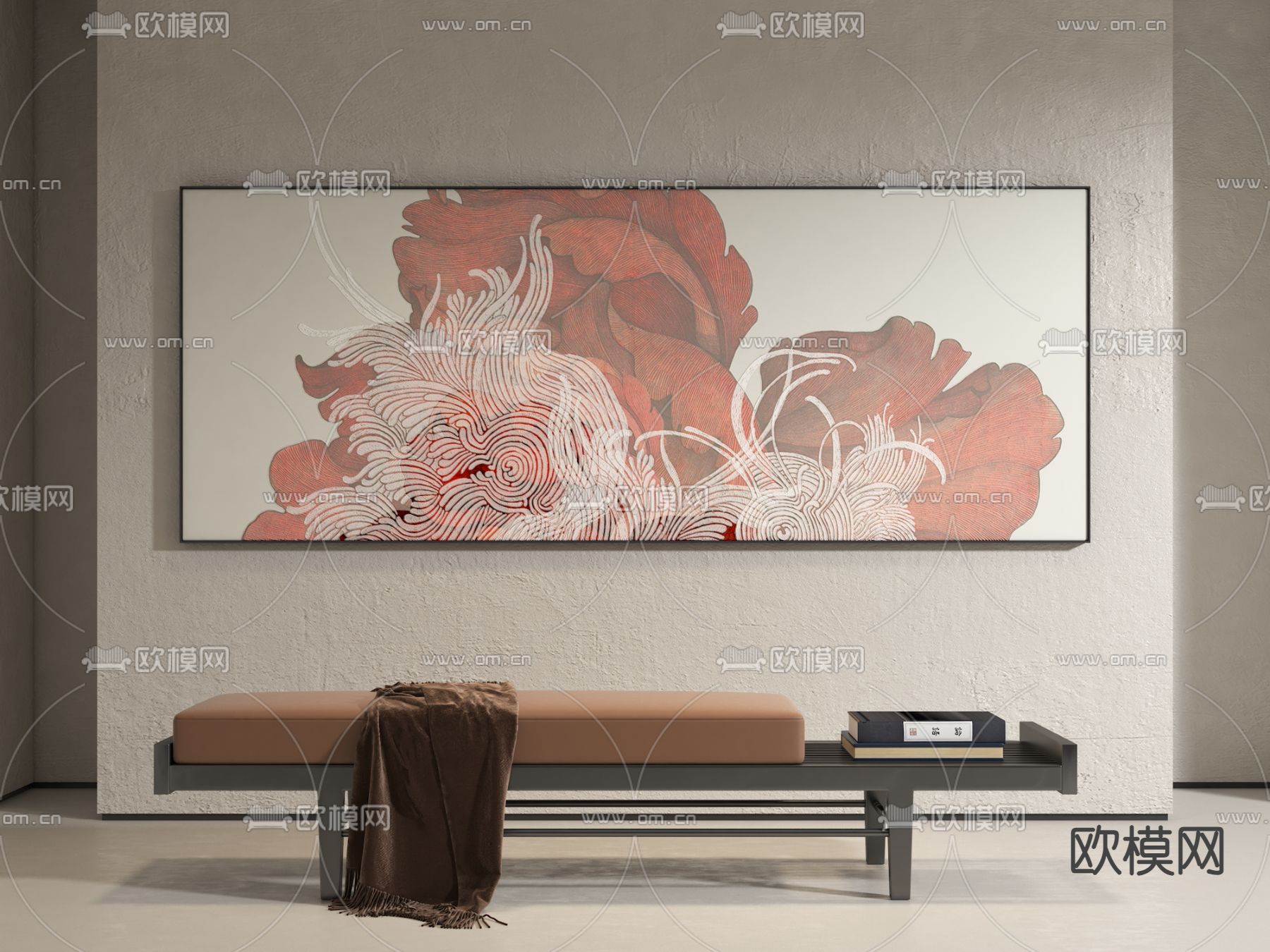 现代装饰画su模型下载（渲染图2）