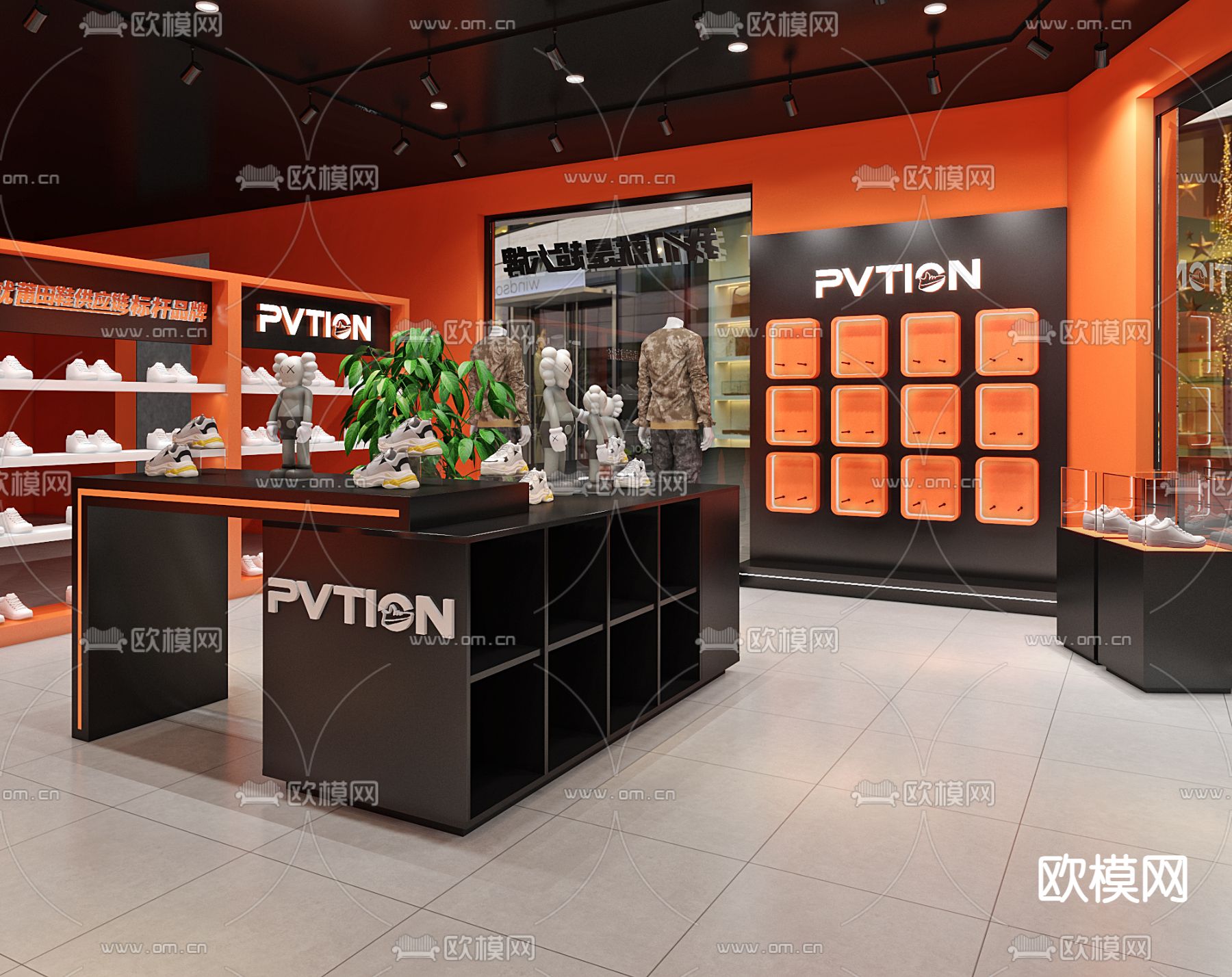 现代鞋店 潮鞋专卖店3d模型下载（渲染图5）