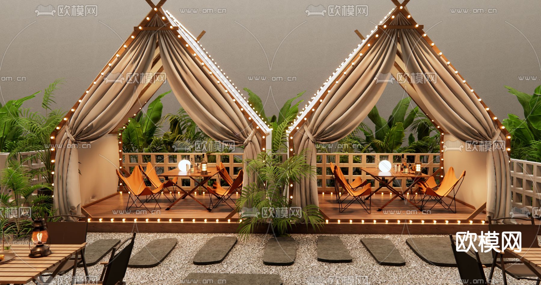 露营咖啡厅 露营帐篷3d模型下载（渲染图3）