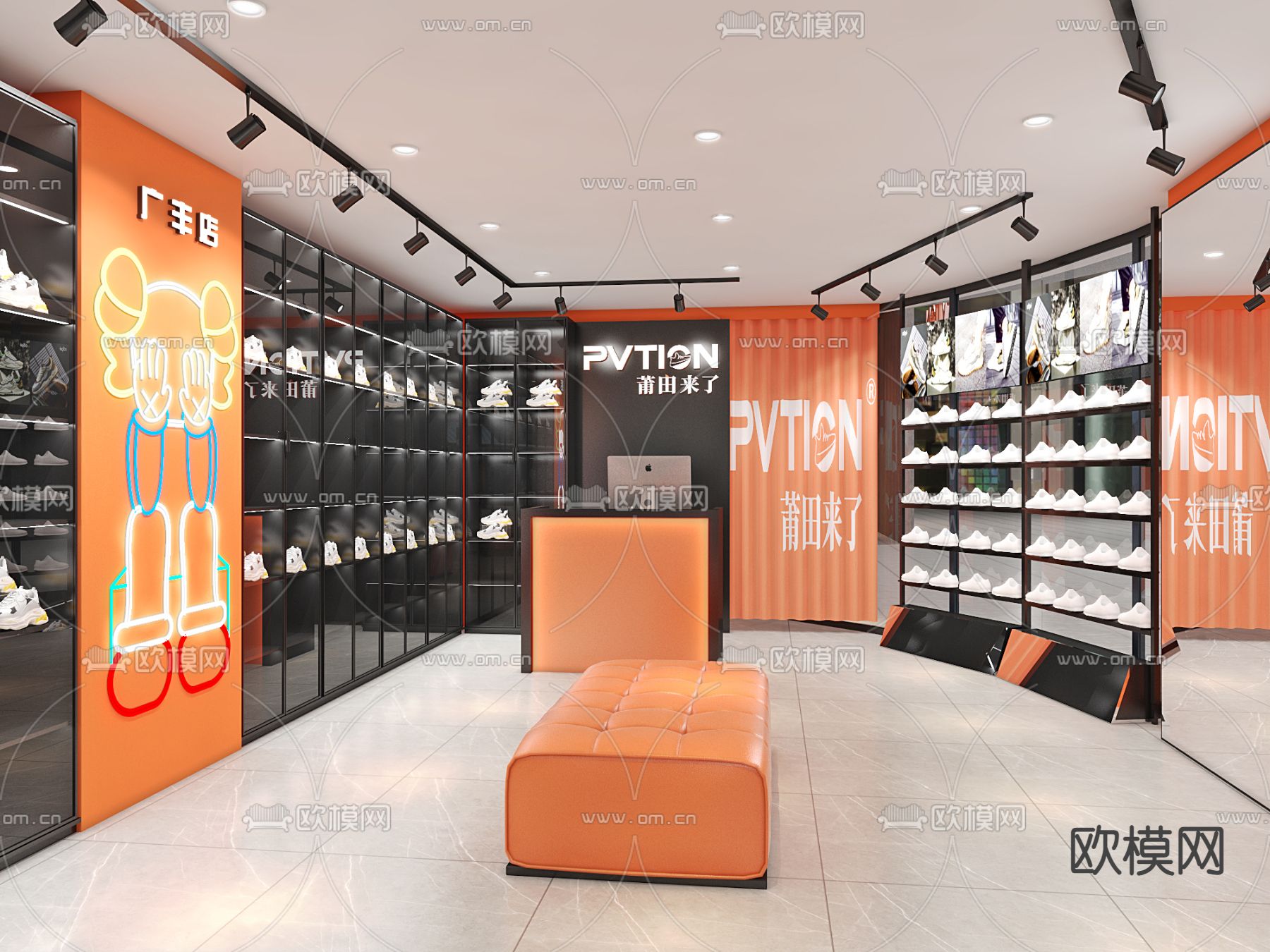 鞋店门头 莆田专卖店3d模型下载（渲染图2）