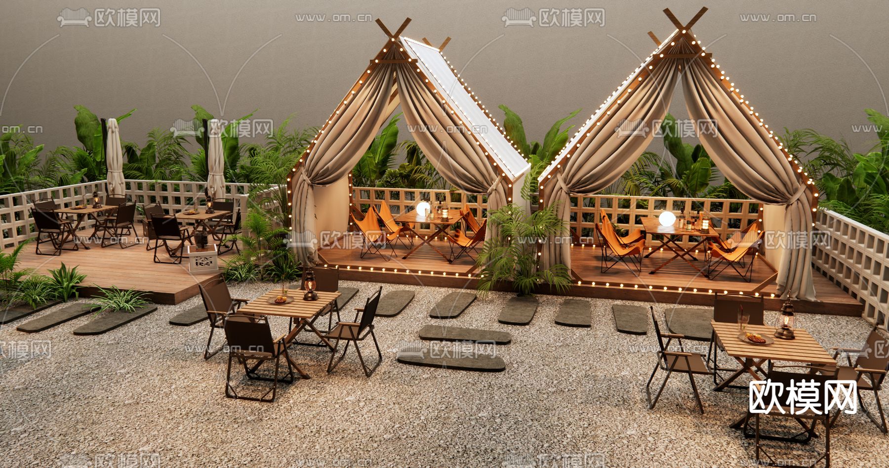露营咖啡厅 露营帐篷3d模型下载（渲染图2）