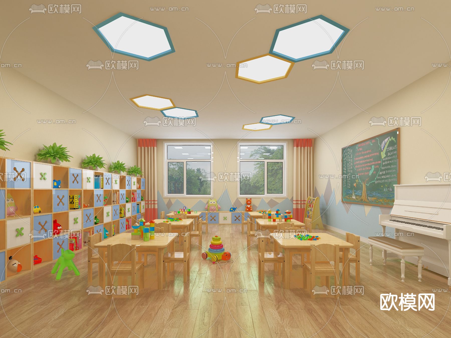 幼儿园教室 图书室3d模型下载