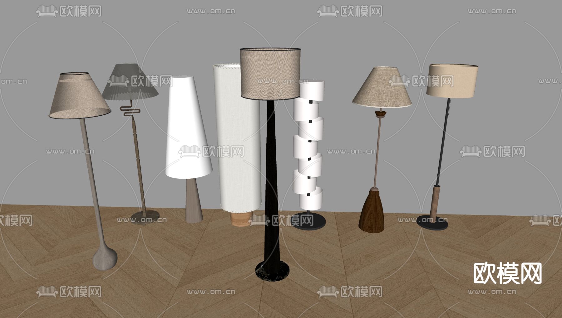 侘寂风落地灯su模型下载（渲染图1）