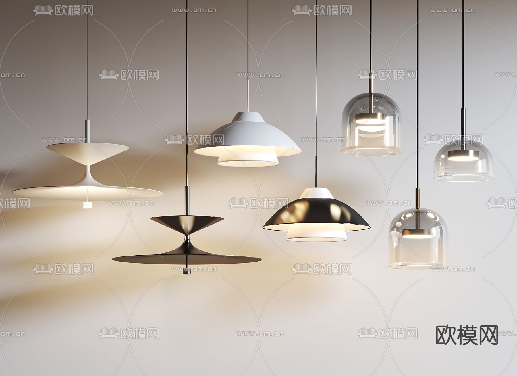 现代吊灯su模型下载（渲染图2）