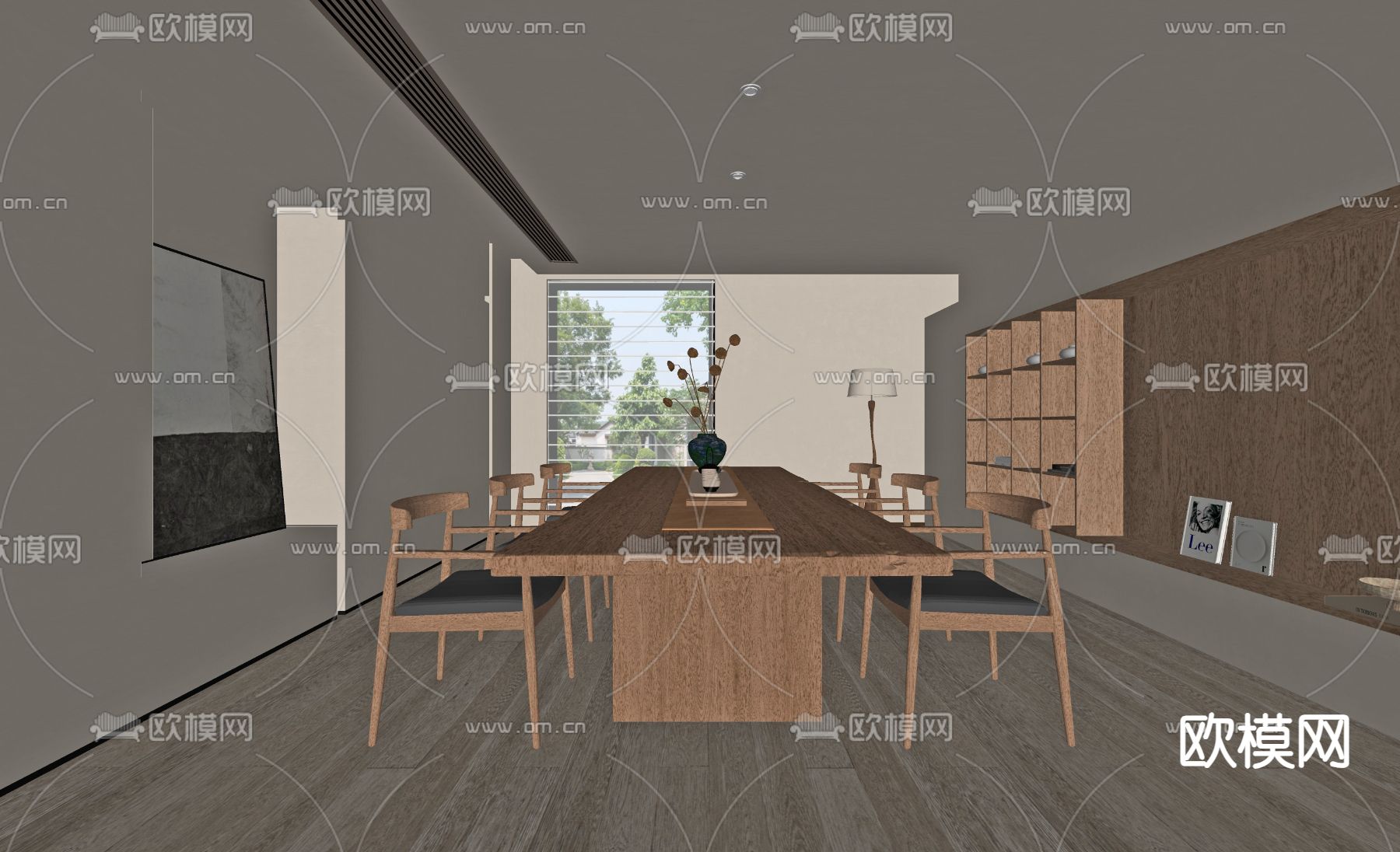 新中式茶室su模型下载（渲染图1）