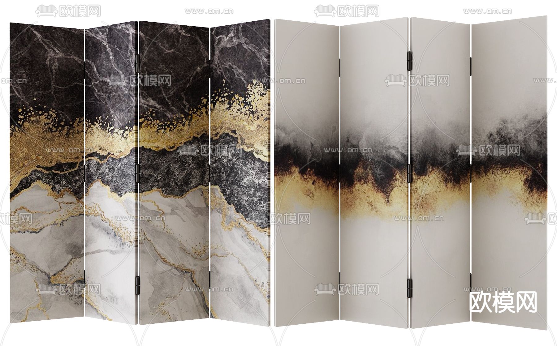 中古风屏风 隔断3d模型下载