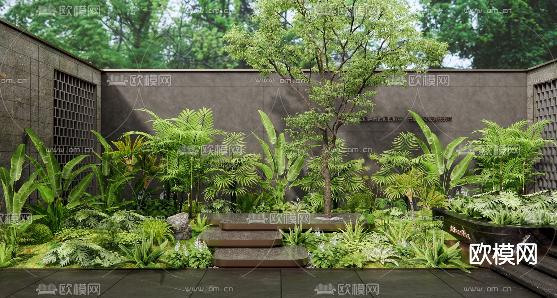 热带绿植 植物花镜 植物堆su模型下载（渲染图1）